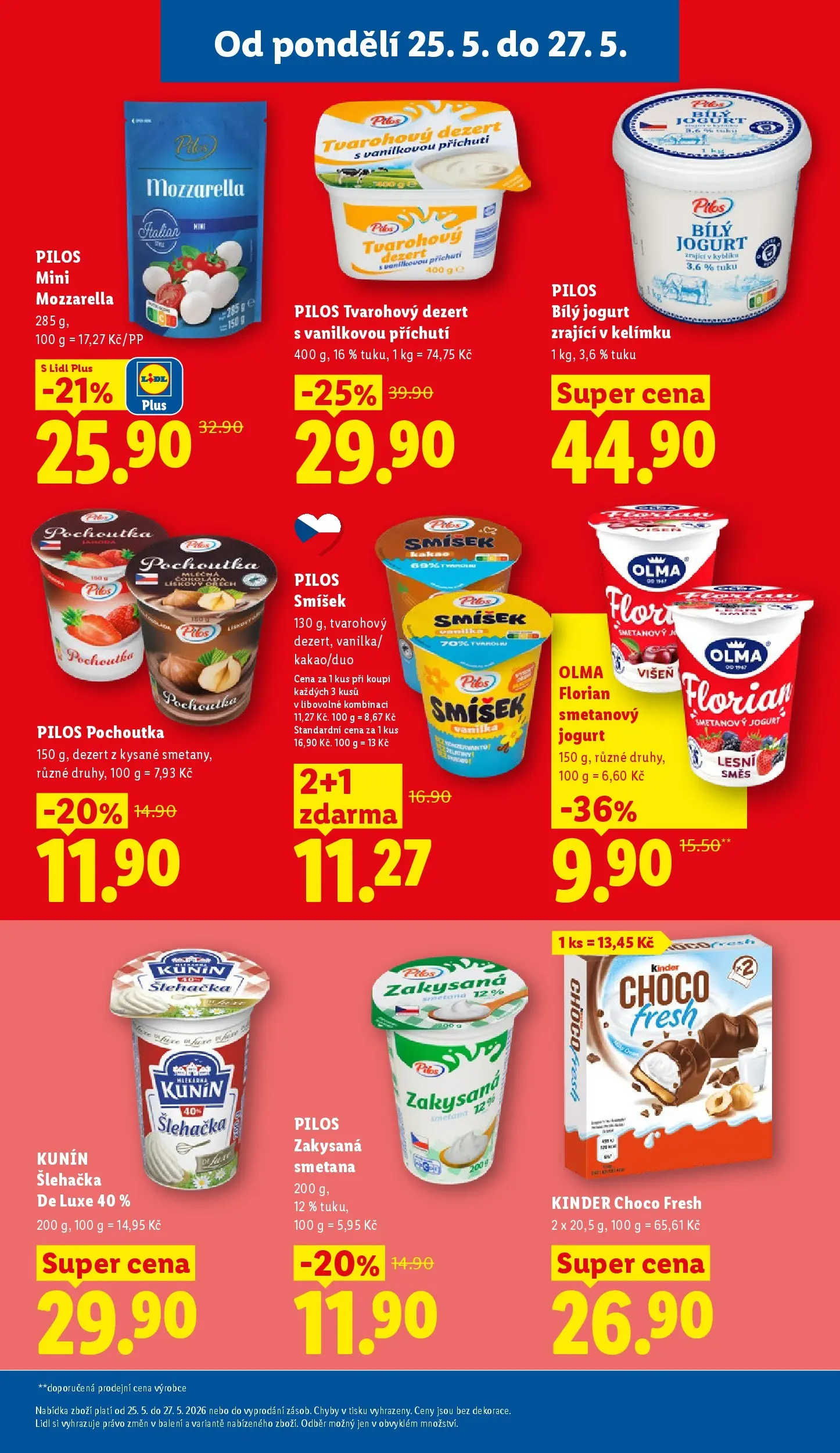 Lidl leták od 24.05.2026 - Nový akční leták | Strana: 25 | Produkty: Jogurt, Zakysaná smetana, Mozzarella, Kinder