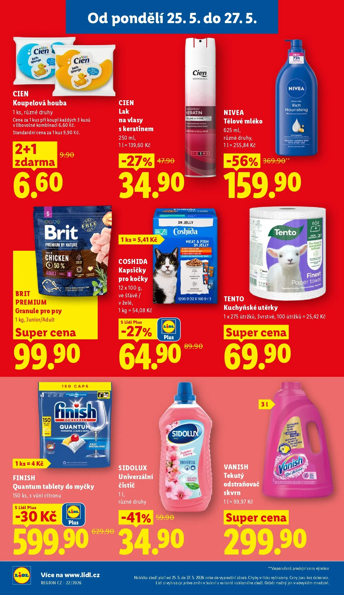 Lidl leták od 24.05.2026 - Nový akční leták | Strana: 30 | Produkty: Tablety do myčky, Granule pro psy, Kuchyňské utěrky, Univerzální čistič
