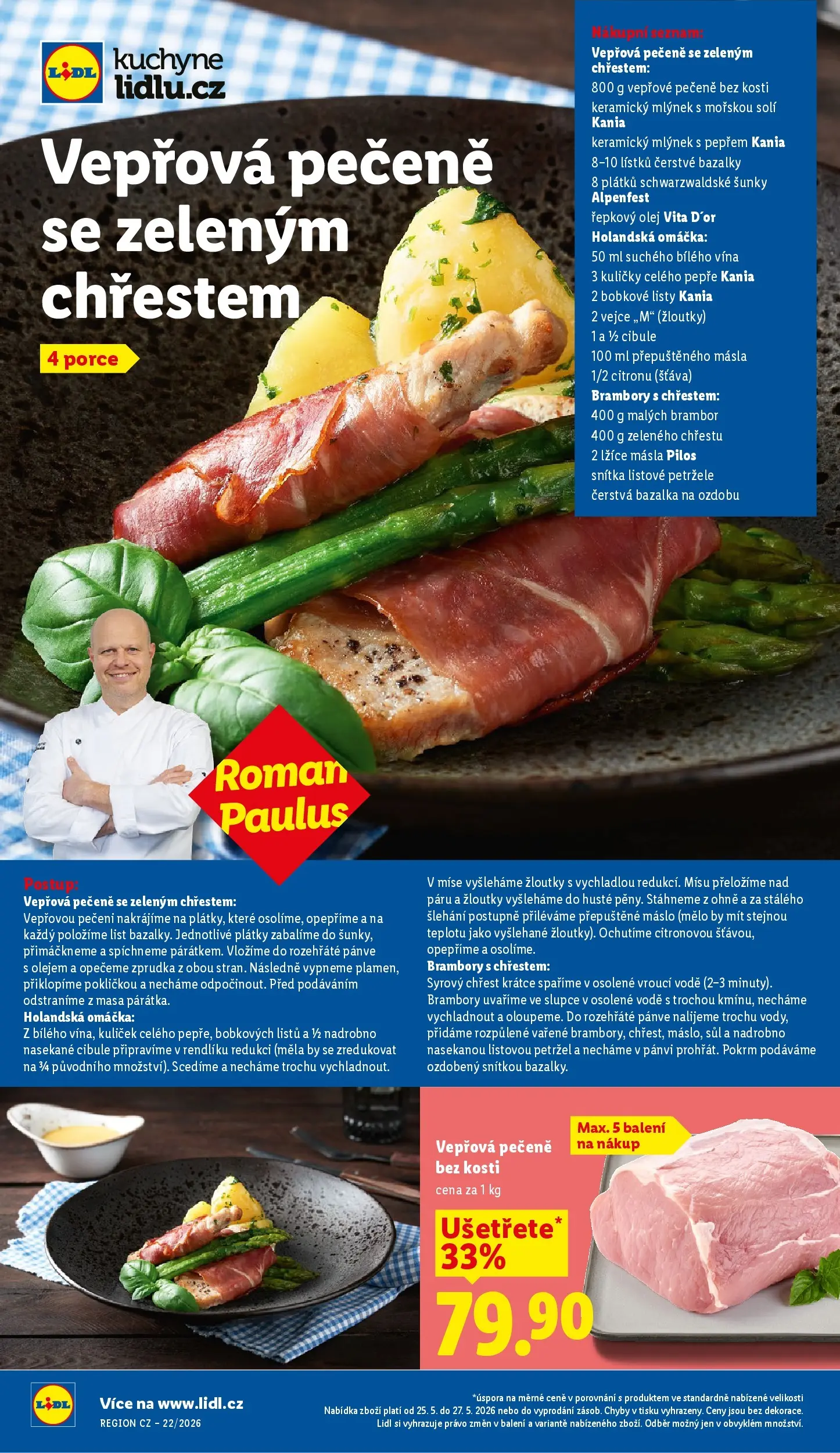 Lidl leták od 24.05.2026 - Nový akční leták | Strana: 50 | Produkty: Vepřová pečeně, Přepuštěné máslo, Brambory, Kuličky