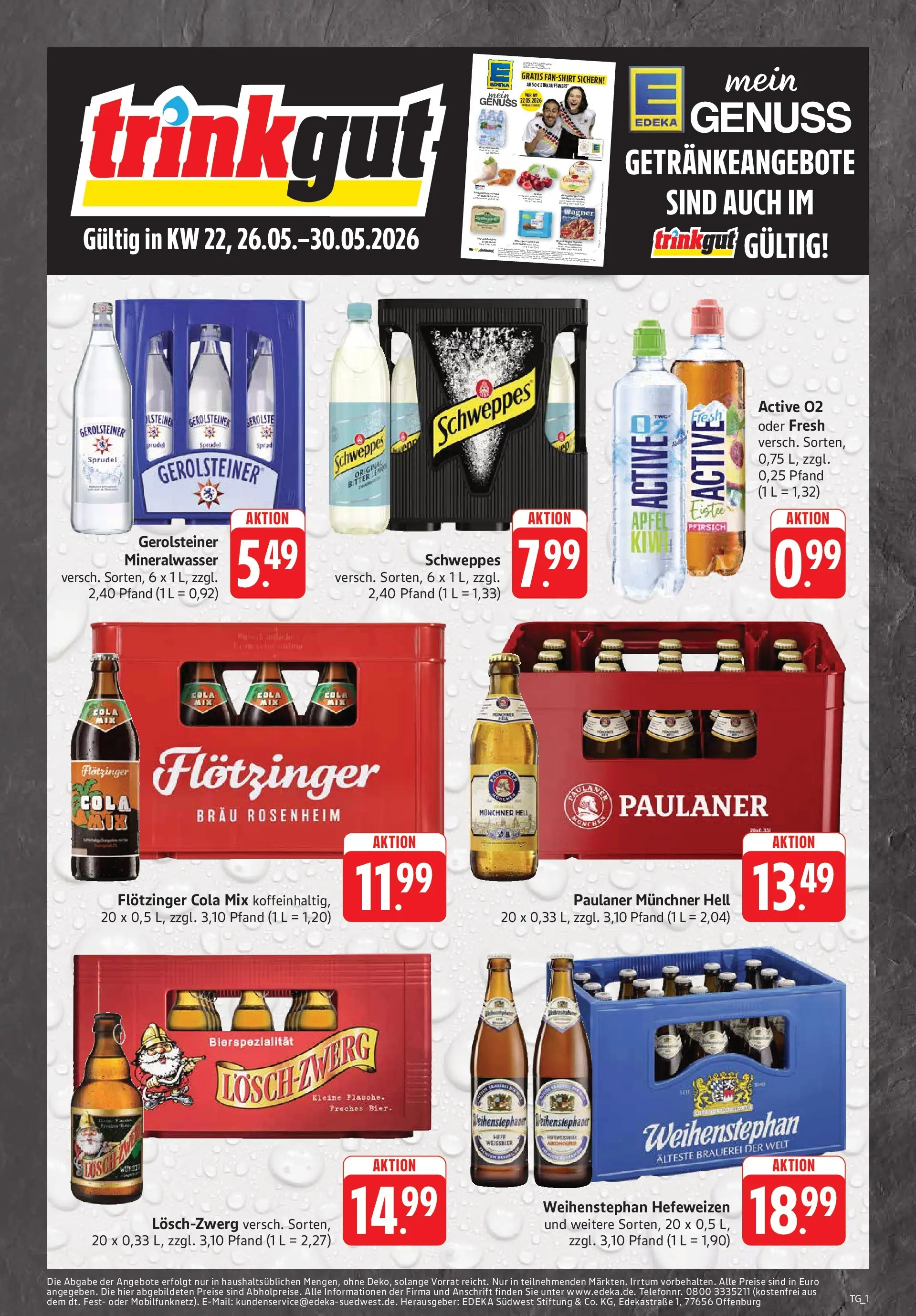 Trinkgut Prospekt Heilbronn-Sontheim (ab 26.05.2026) » Angebote online | Seite: 1 | Produkte: Cola, Bier, Weißbier, Mineralwasser