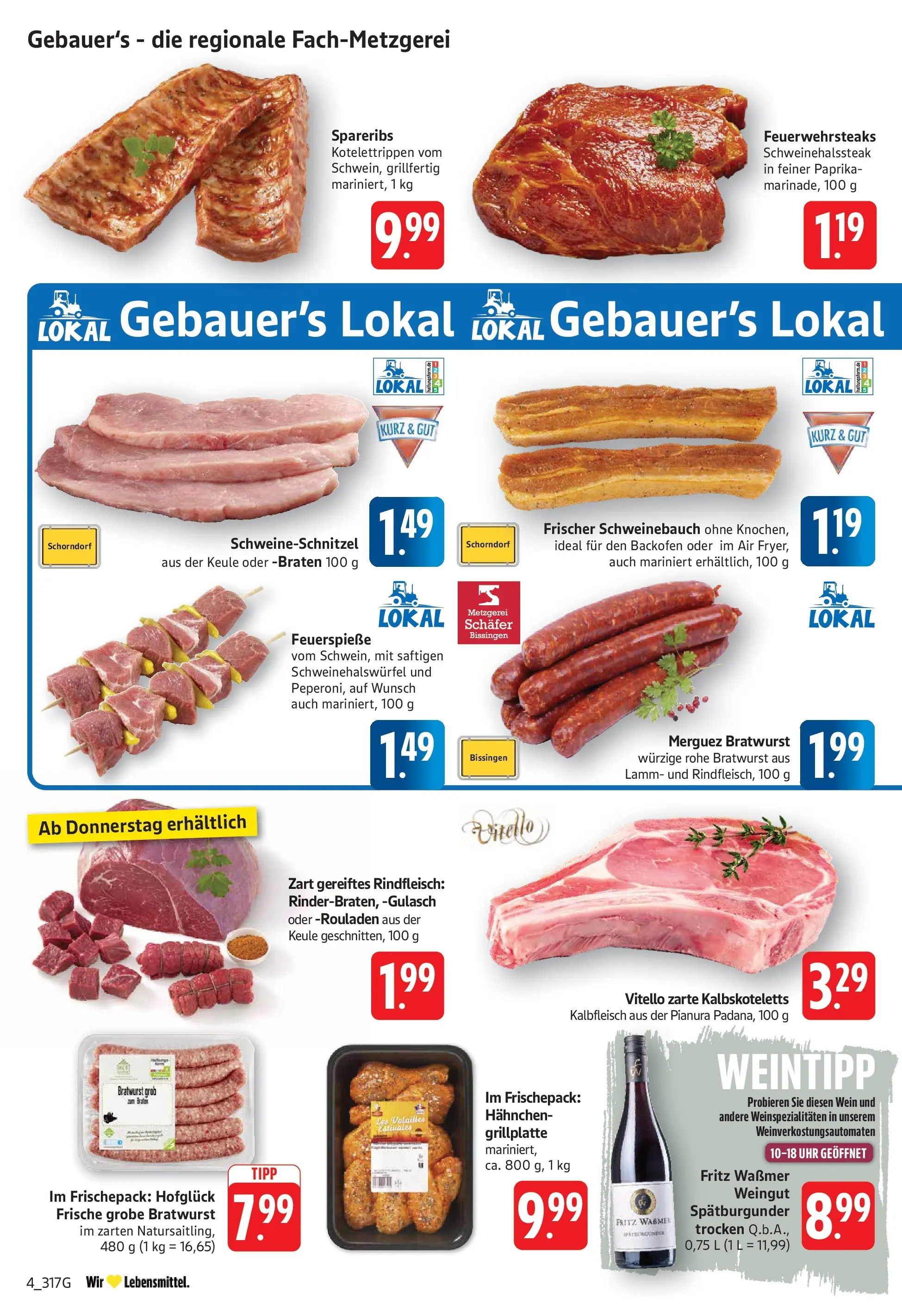E center Prospekt Filderstadt-Bonlanden (ab 26.05.2026) zum Blättern | Seite: 4 | Produkte: Bratwurst, Paprika, Gulasch, Wein