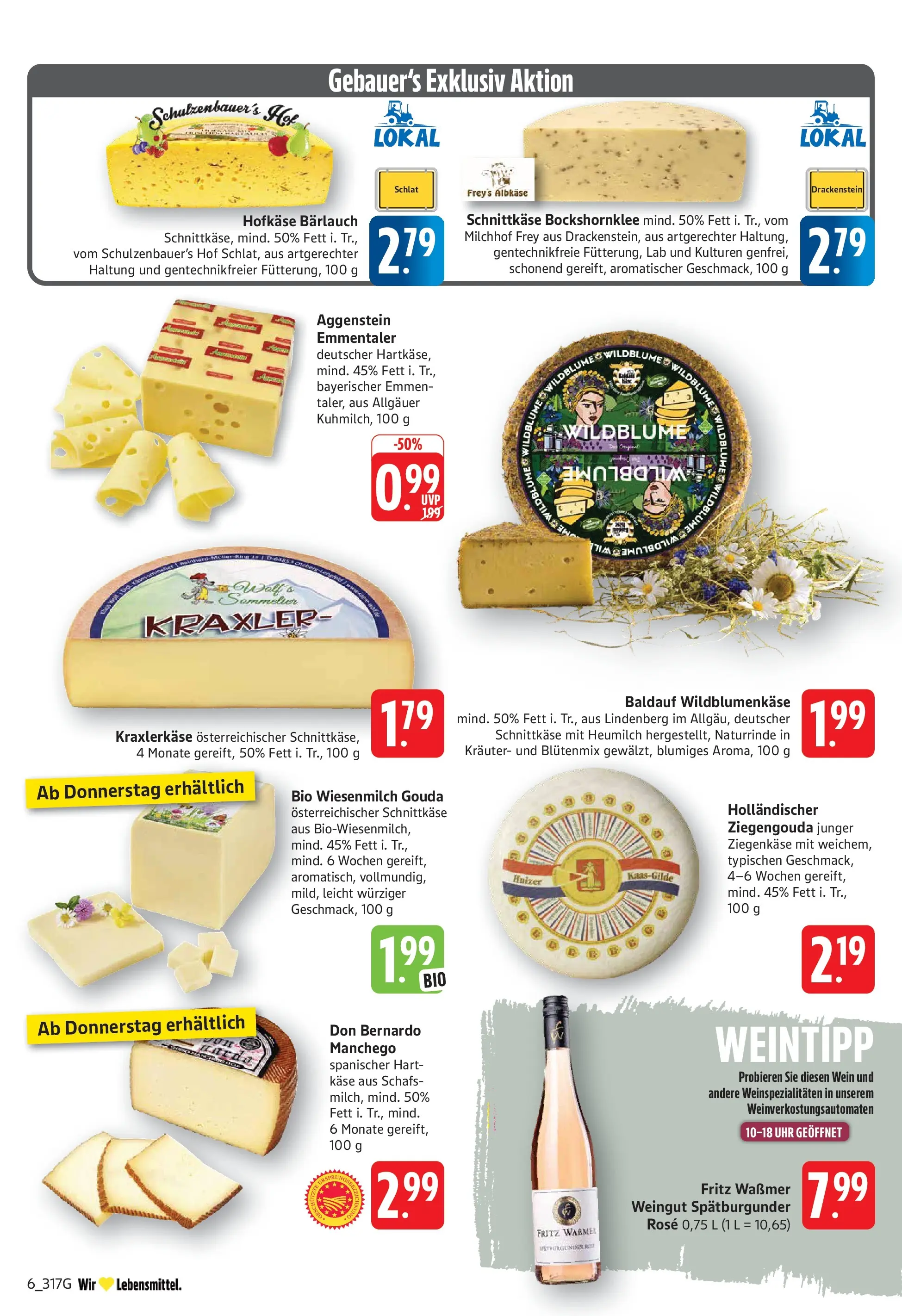 E center Prospekt Filderstadt-Bonlanden (ab 26.05.2026) zum Blättern | Seite: 6 | Produkte: Käse, Gouda, Wein, Uhr