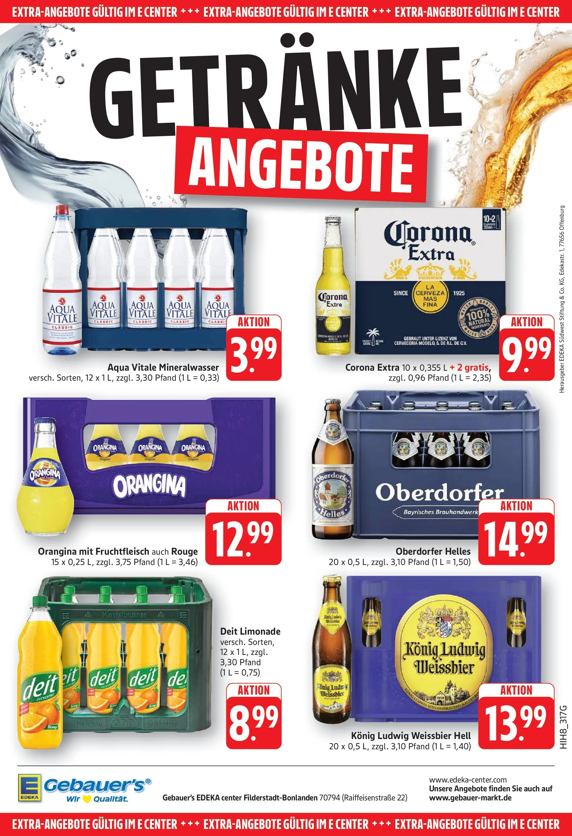 E center Prospekt Filderstadt-Bonlanden (ab 26.05.2026) zum Blättern | Seite: 32 | Produkte: Weißbier, Limonade, Rouge, Mineralwasser