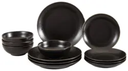 Tafelservice Black in Schwarz, 12-teilig