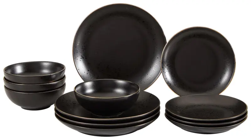 Tafelservice Black in Schwarz, 12-teilig