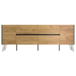 Sideboard Posseik Industrial Graphitfarben/Eichef. B: 199cm