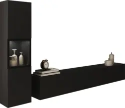 Wohnwand Berlin Schwarz ca. 210x130x32,5cm