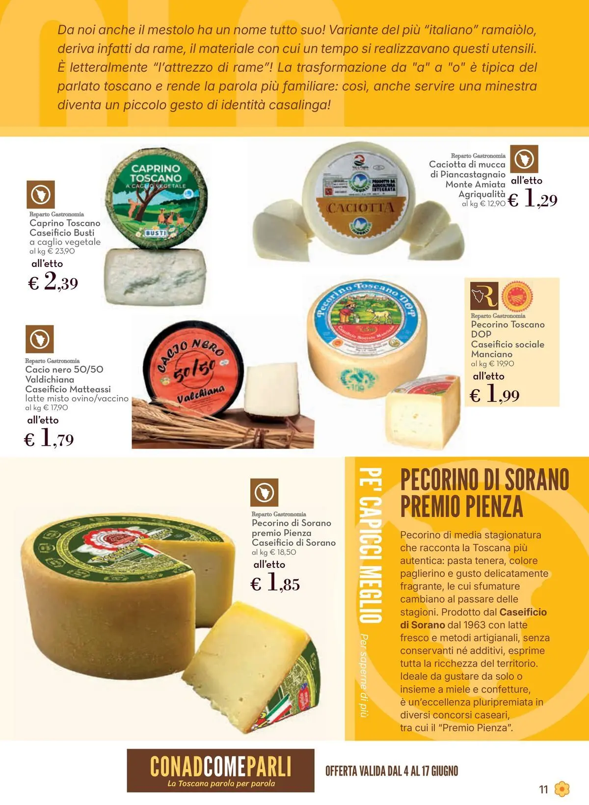 Volantino Conad dal 03/06/2026 > Anteprima | Pagina: 11 | Prodotti: Latte, Pasta, Miele, Pecorino