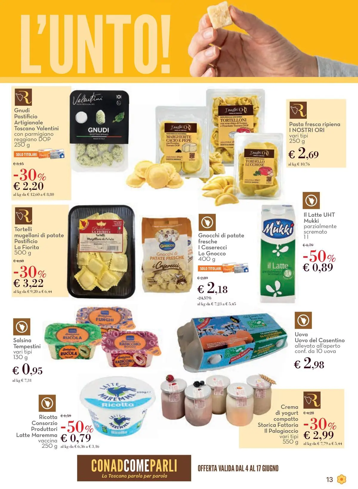 Volantino Conad dal 03/06/2026 > Anteprima | Pagina: 13 | Prodotti: Uova, Latte, Ricotta, Parmigiano