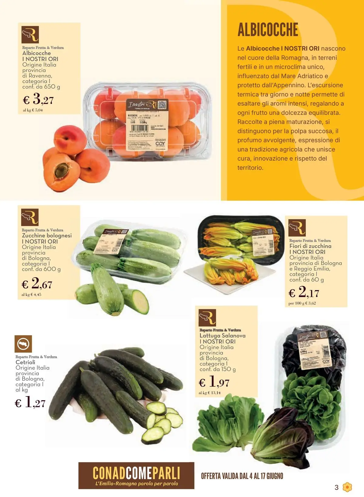 Volantino Conad dal 03/06/2026 > Anteprima | Pagina: 3 | Prodotti: Cetrioli, Zucchine, Lattuga, Profumo