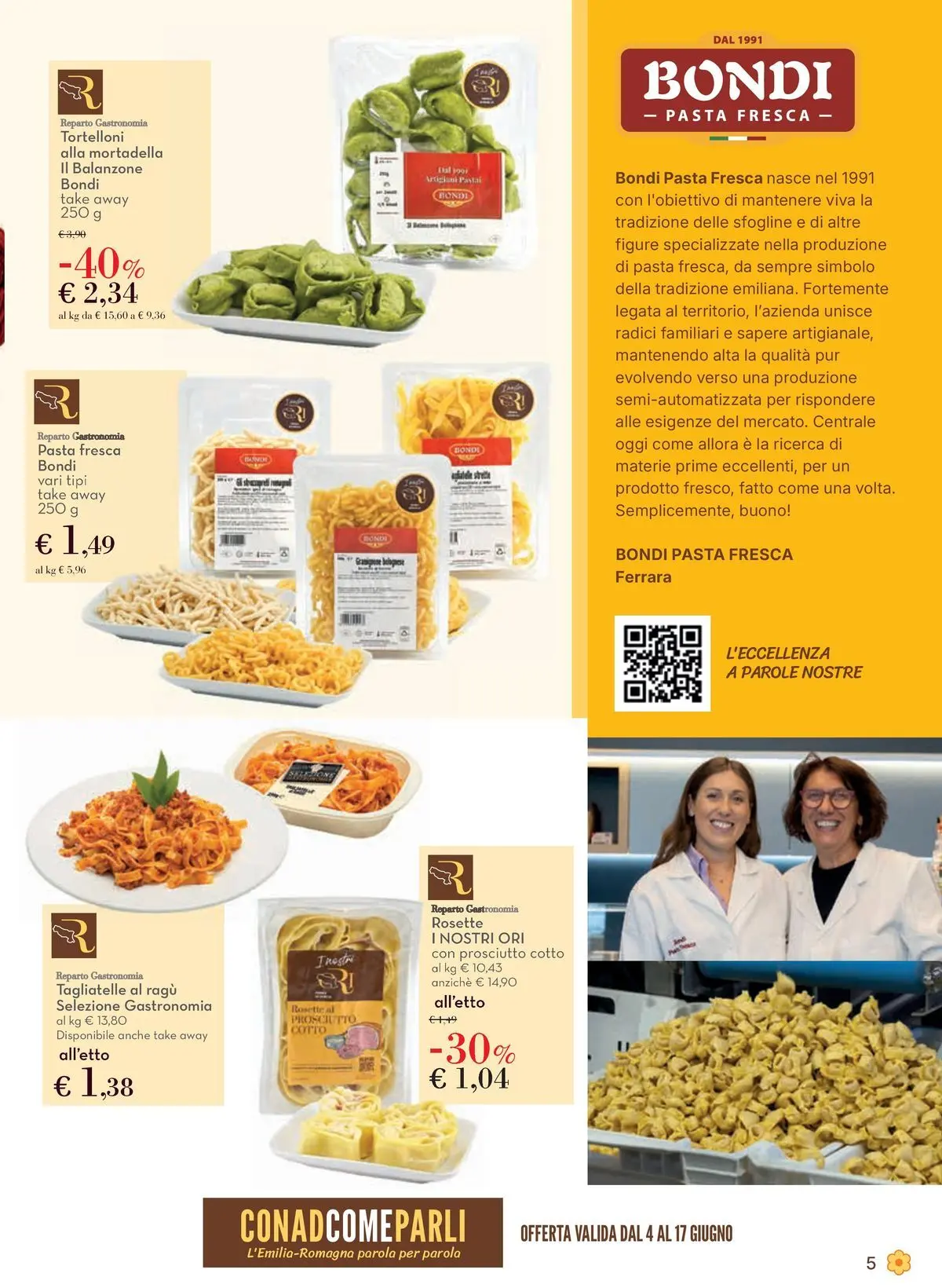 Volantino Conad dal 03/06/2026 > Anteprima | Pagina: 5 | Prodotti: Prosciutto Cotto, Tagliatelle, Mortadella, Tortelloni