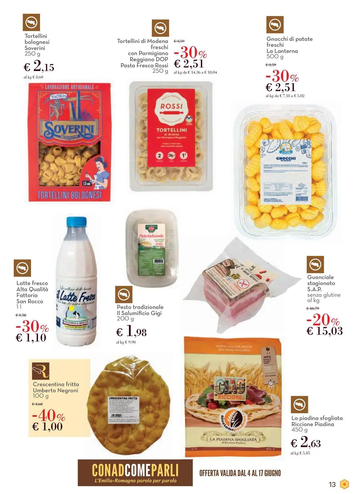 Volantino Conad dal 03/06/2026 > Anteprima | Pagina: 13 | Prodotti: Patate, Pesto, Piadina, Parmigiano