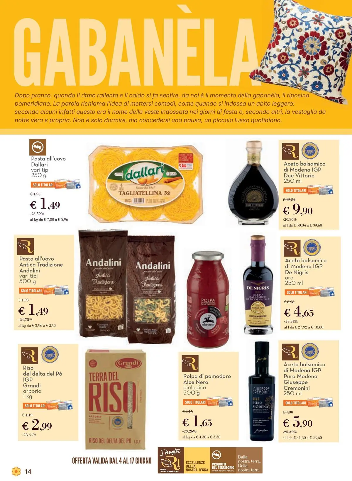 Volantino Conad dal 03/06/2026 > Anteprima | Pagina: 14 | Prodotti: Pasta, Abito, Aceto, Terra