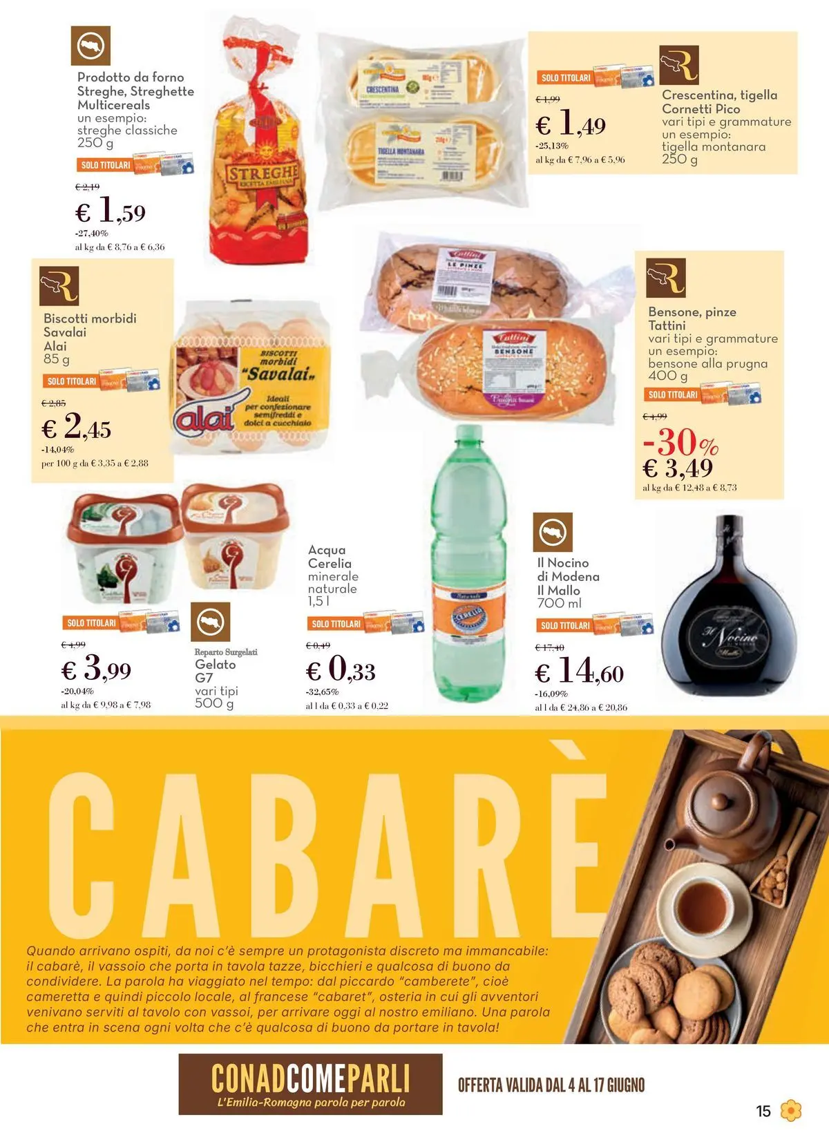 Volantino Conad dal 03/06/2026 > Anteprima | Pagina: 15 | Prodotti: Gelato, Acqua, Pinze, Tavolo
