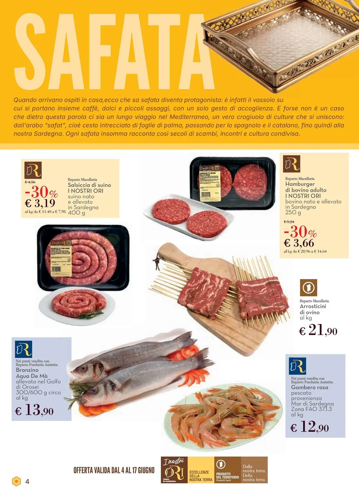 Volantino Conad dal 03/06/2026 > Anteprima | Pagina: 4 | Prodotti: Branzino, Vassoio, Arrosticini, Ovino