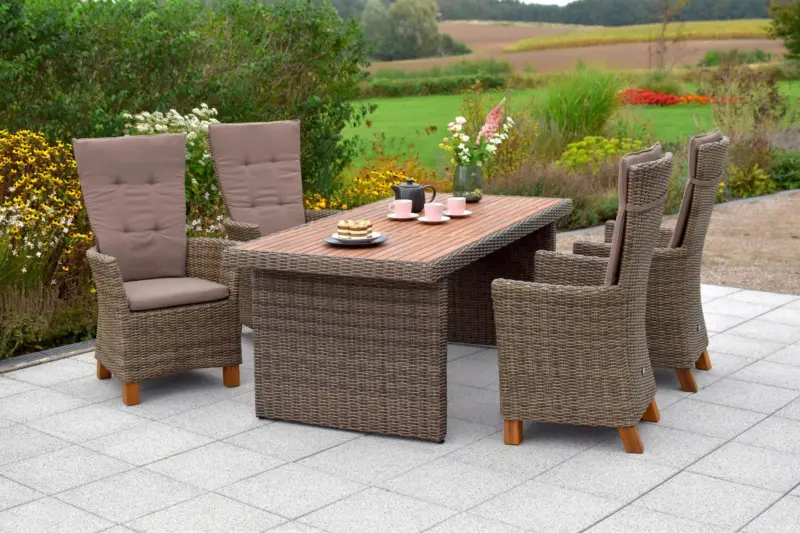 Gartensessel 2er-Set Toskana Metall/Holz/Kunststoff/Textil