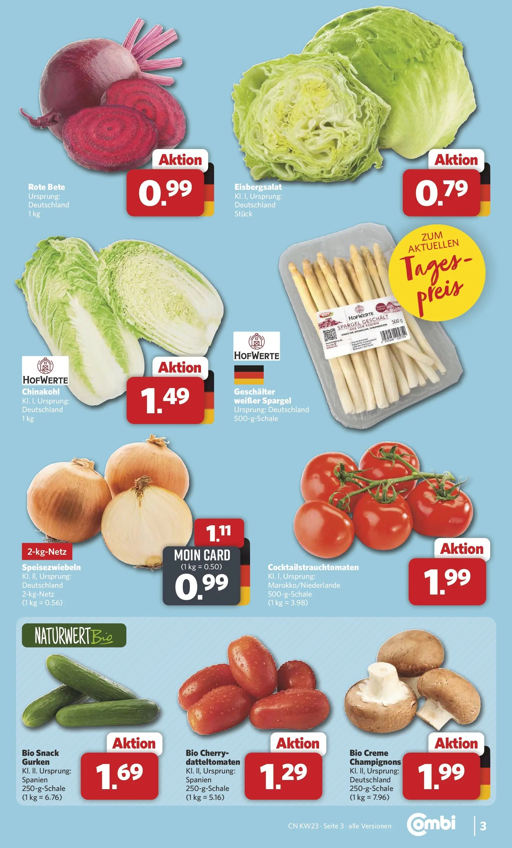 Combi Unsere Combi Wochenangebote (ab 01.06.2026) zum Blättern | Seite: 3 | Produkte: Creme, Champignons, Chinakohl, Gurken