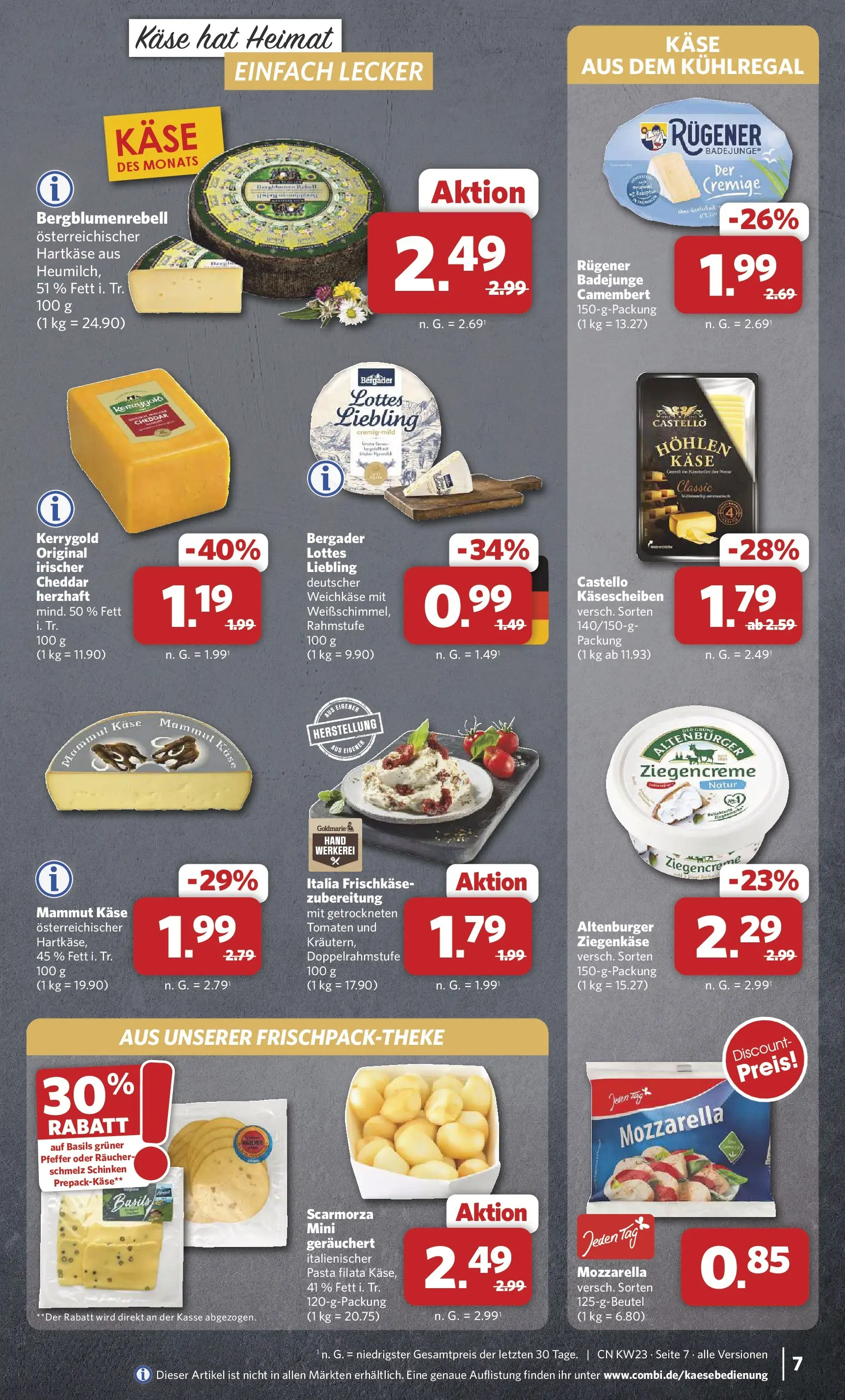 Combi Unsere Combi Wochenangebote (ab 01.06.2026) zum Blättern | Seite: 7 | Produkte: Käse, Ziegenkäse, Schinken, Frischkase