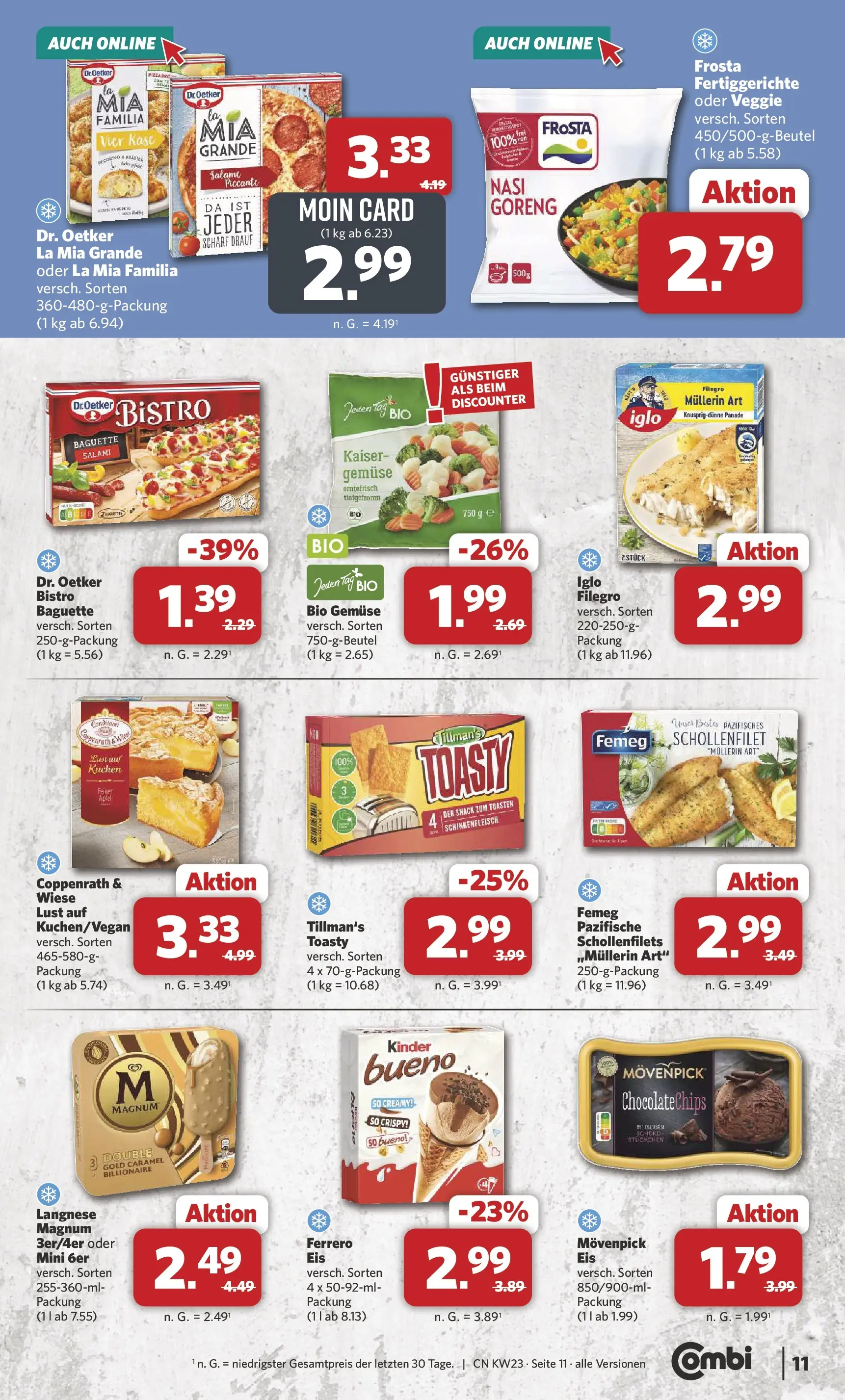 Combi Unsere Combi Wochenangebote (ab 01.06.2026) zum Blättern | Seite: 11 | Produkte: Baguette, Frosta, Salami, Kuchen