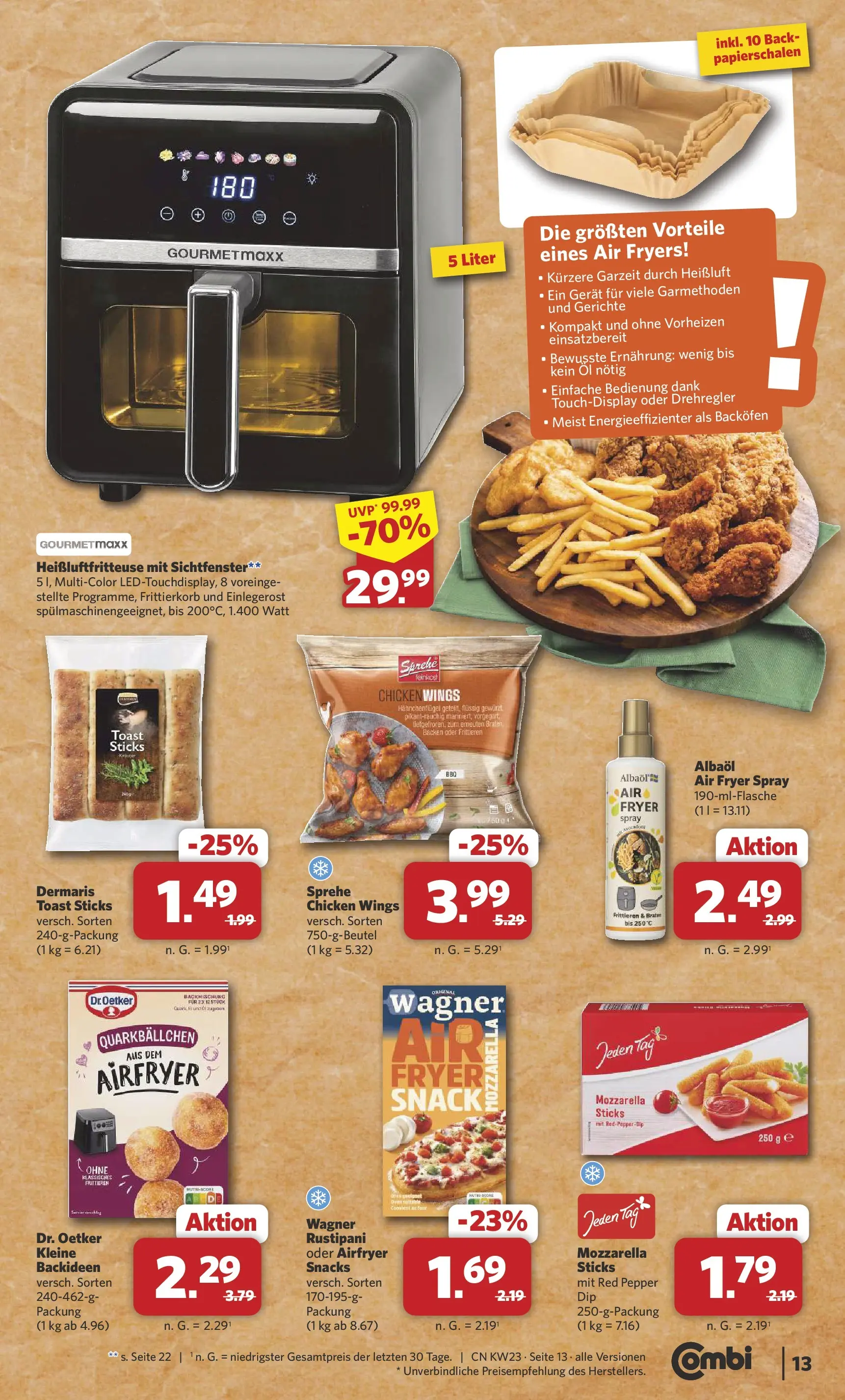 Combi Unsere Combi Wochenangebote (ab 01.06.2026) zum Blättern | Seite: 13 | Produkte: Toast, Mozzarella, Backofen, Heißluftfritteuse