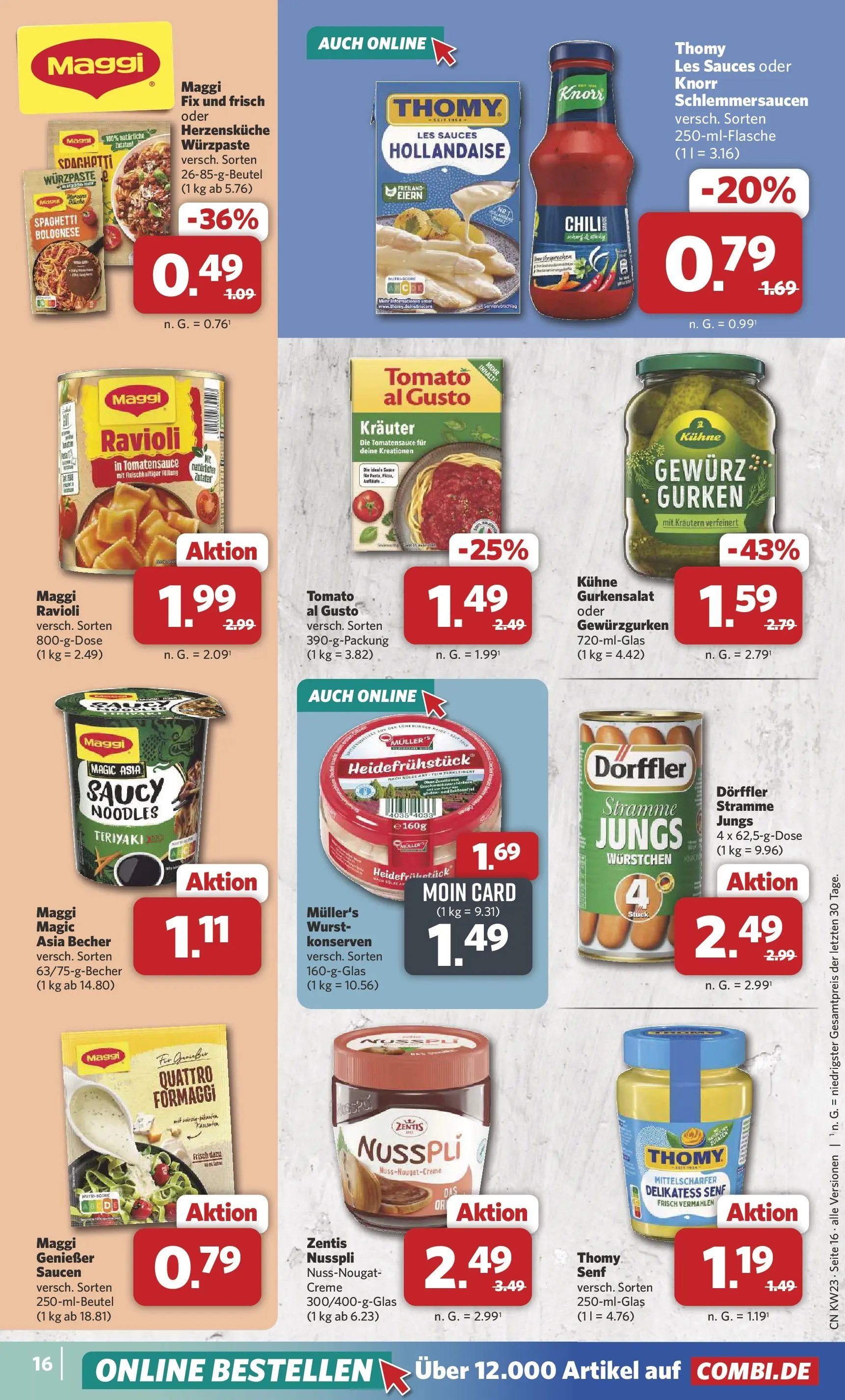 Combi Unsere Combi Wochenangebote (ab 01.06.2026) zum Blättern | Seite: 16 | Produkte: Thomy les sauces, Creme, Chili, Gurken
