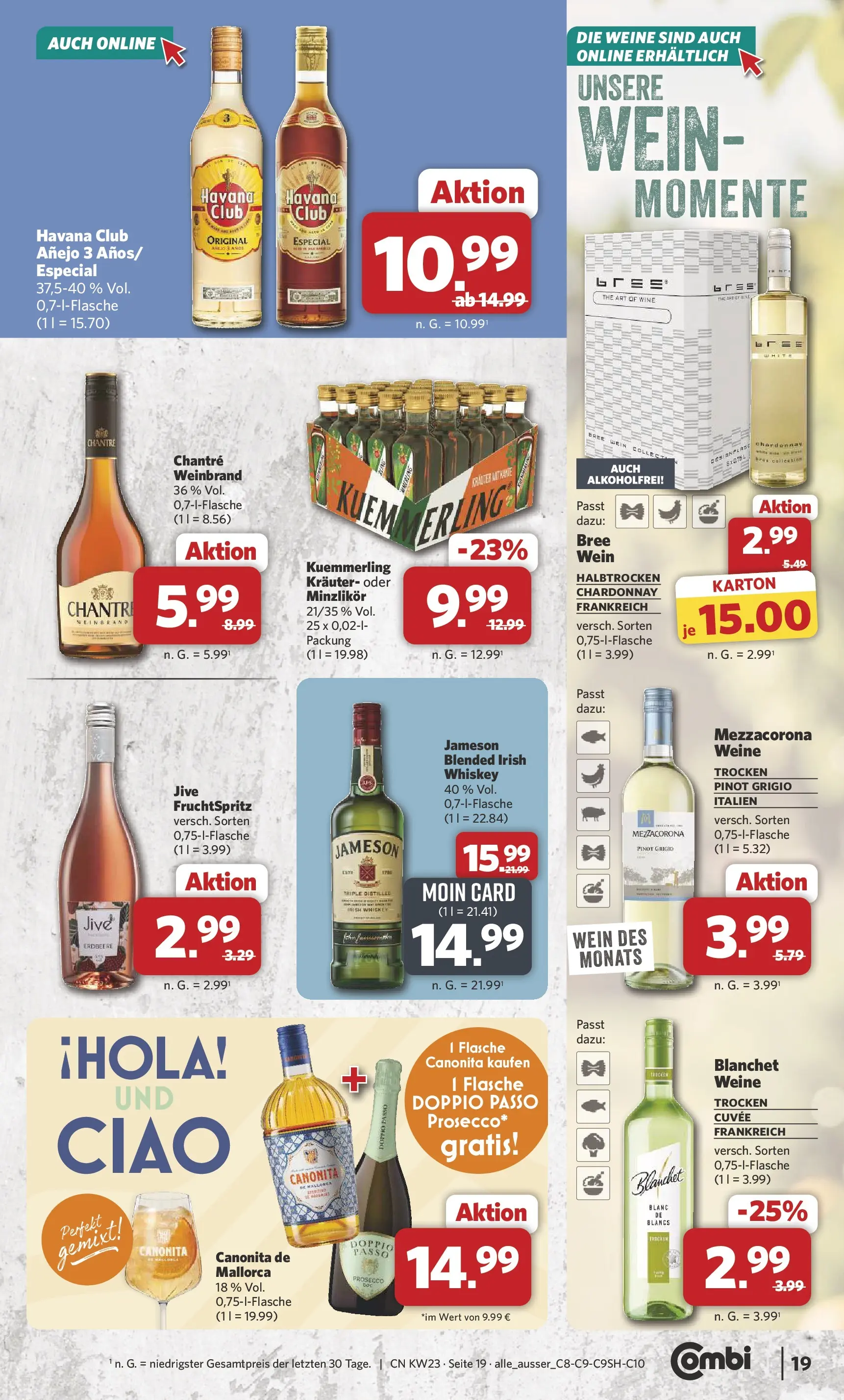 Combi  Unsere Combi Wochenangebote (ab 01.06.2026) zum Blättern | Seite: 19 | Produkte: Havana club, Bree, Jameson, Chantré