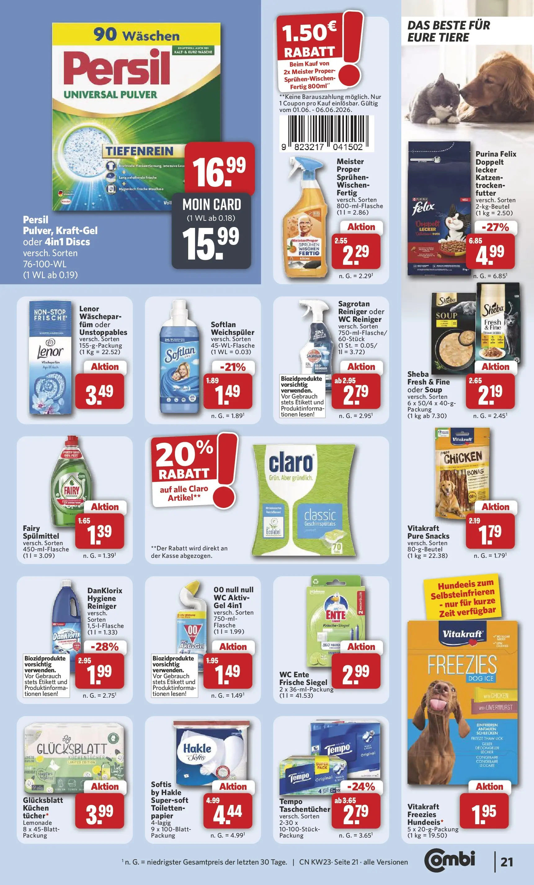 Combi Unsere Combi Wochenangebote (ab 01.06.2026) zum Blättern | Seite: 21 | Produkte: Lenor, Kuchen, Ente, Persil