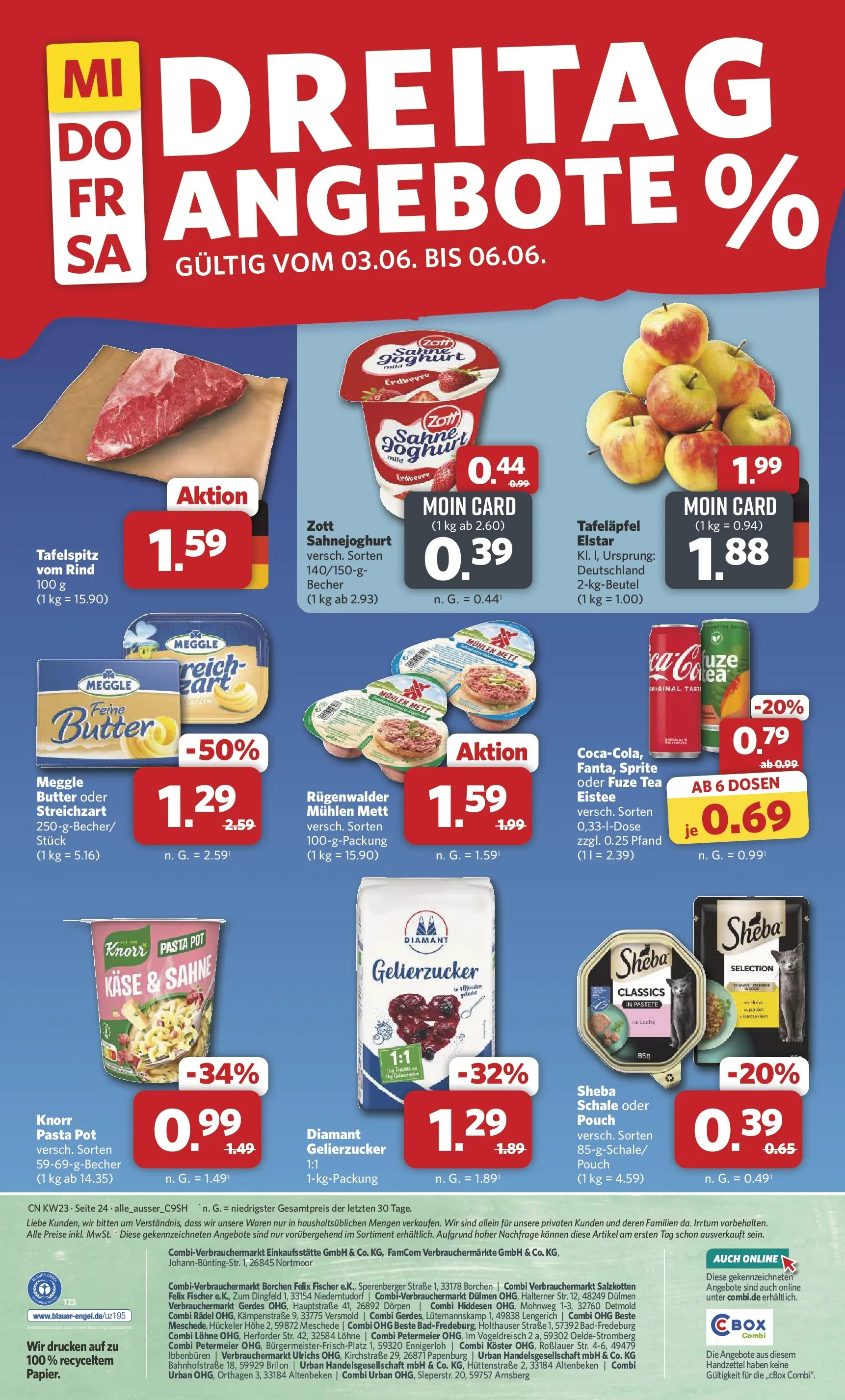 Combi Unsere Combi Wochenangebote (ab 01.06.2026) zum Blättern | Seite: 24 | Produkte: Gelierzucker, Sprite, Lachs, Pasta