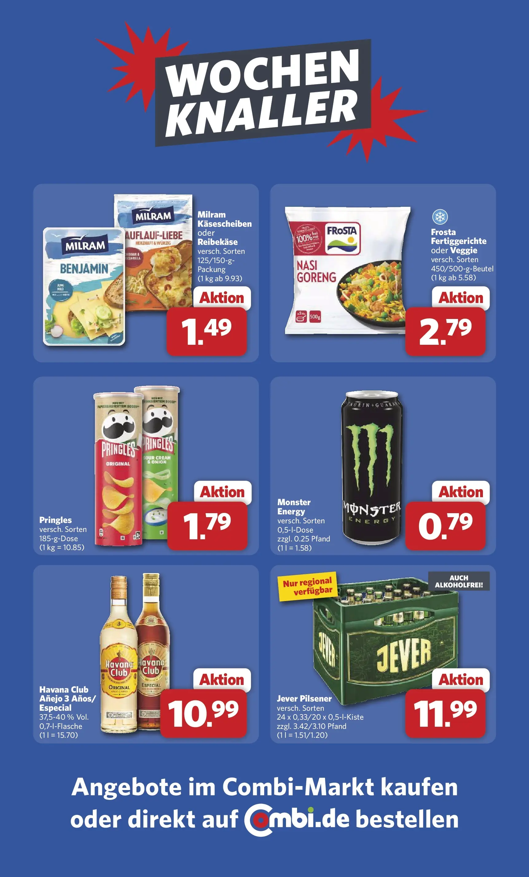 Combi Unsere Combi Wochenangebote (ab 01.06.2026) zum Blättern | Seite: 27 | Produkte: Frosta, Monster, Jever, Reibekase
