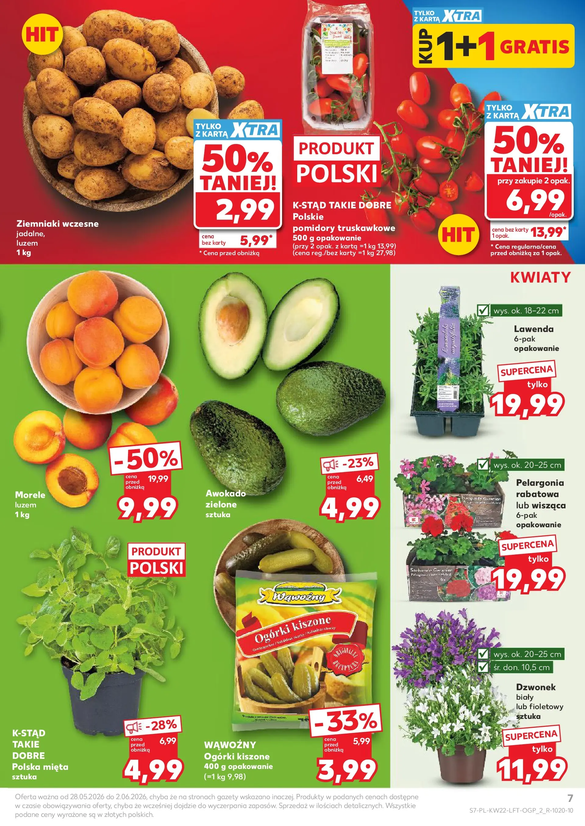 Kaufland gazetka od 28.05.2026 - od jutra PDF | Strona: 7 | Produkty: Morele, Pomidory, Ogórki, Kwiaty