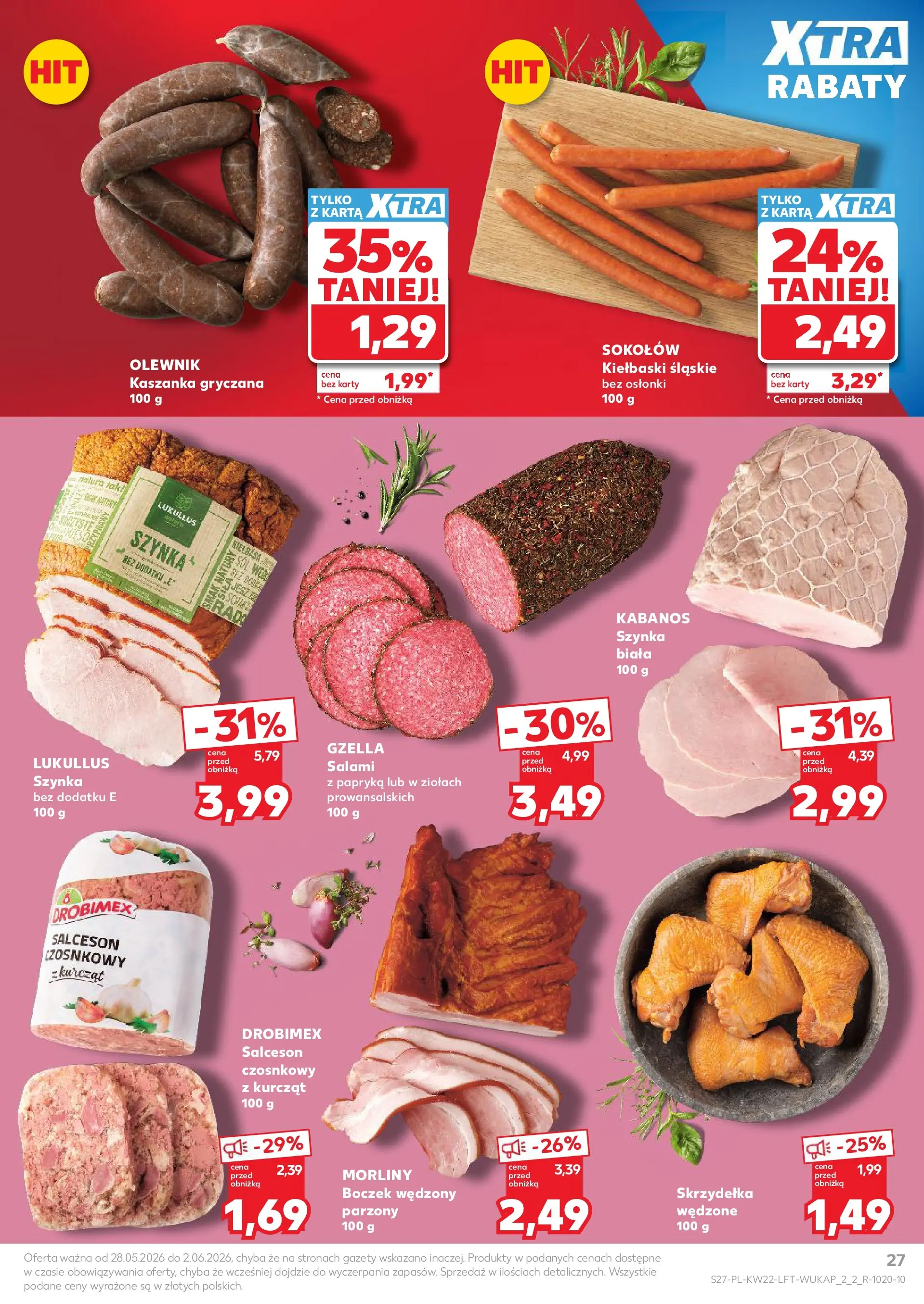 Kaufland gazetka od 28.05.2026 - od jutra PDF | Strona: 27 | Produkty: Kiełbasa, Karta, Boczek wędzony, Boczek