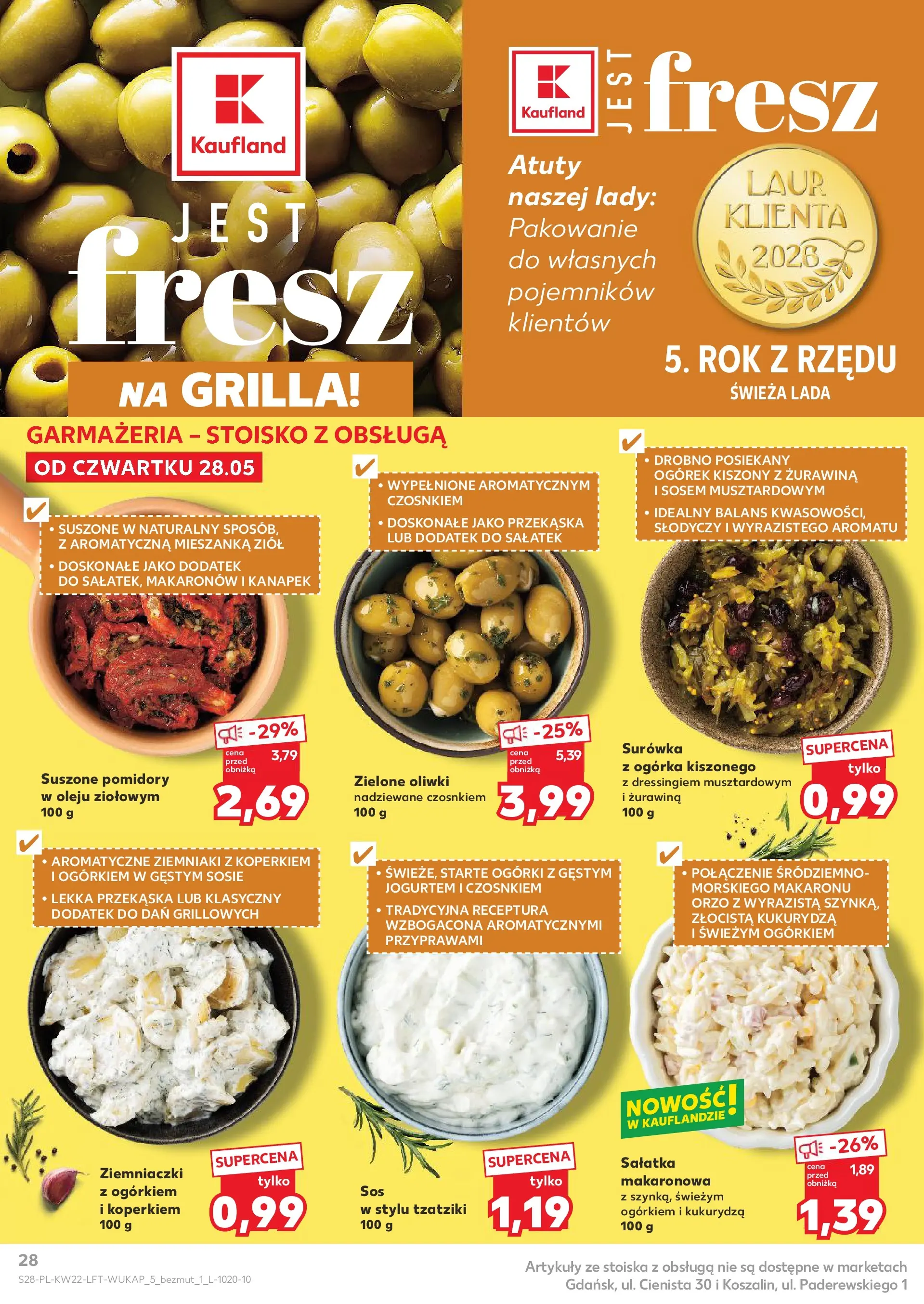 Kaufland gazetka od 28.05.2026 - od jutra PDF | Strona: 28 | Produkty: Tzatziki, Kukurydza, Suszone pomidory, Ogórki
