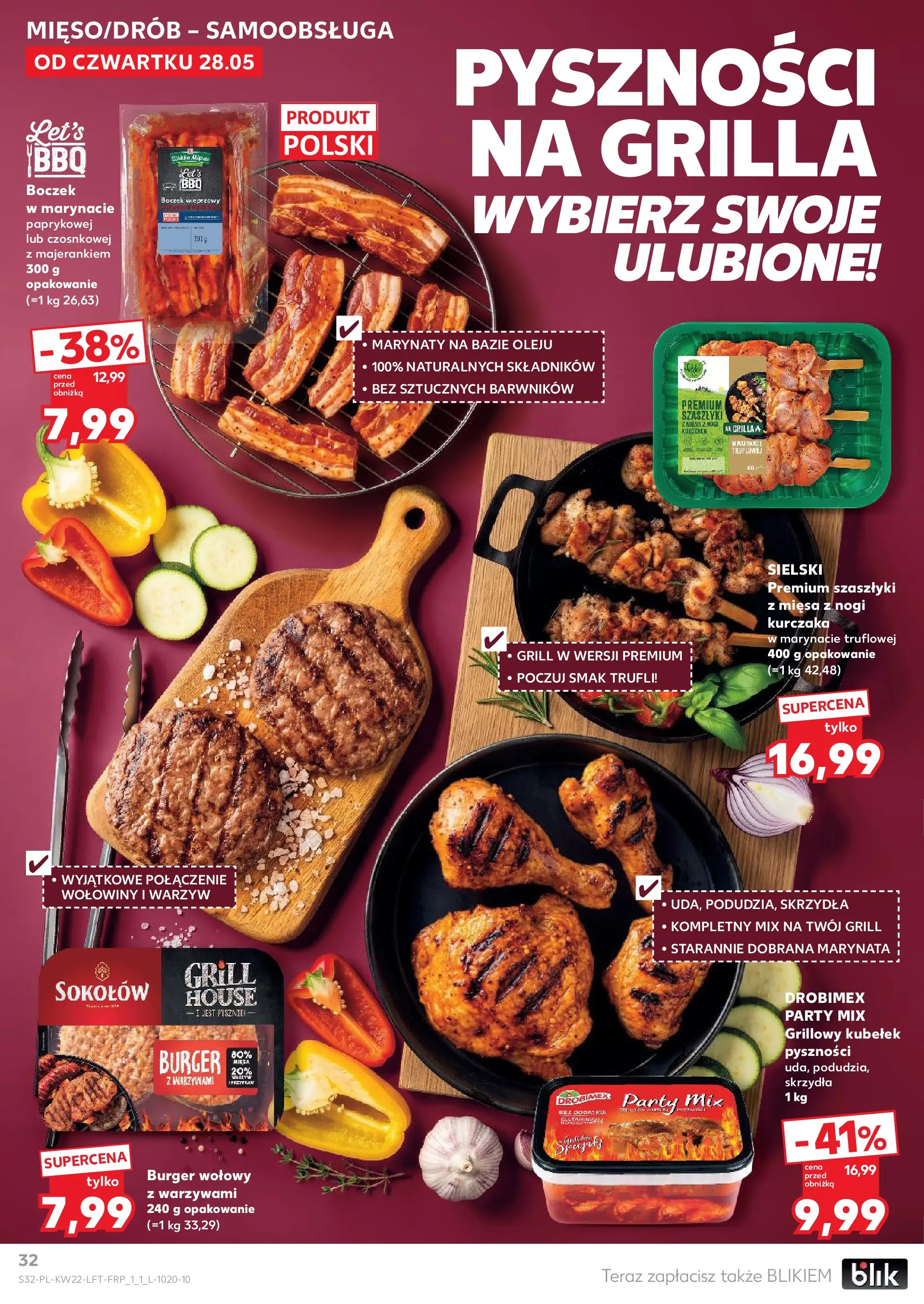 Kaufland gazetka od 28.05.2026 - od jutra PDF | Strona: 32 | Produkty: Burger wołowy, Boczek wieprzowy, Grill, Boczek
