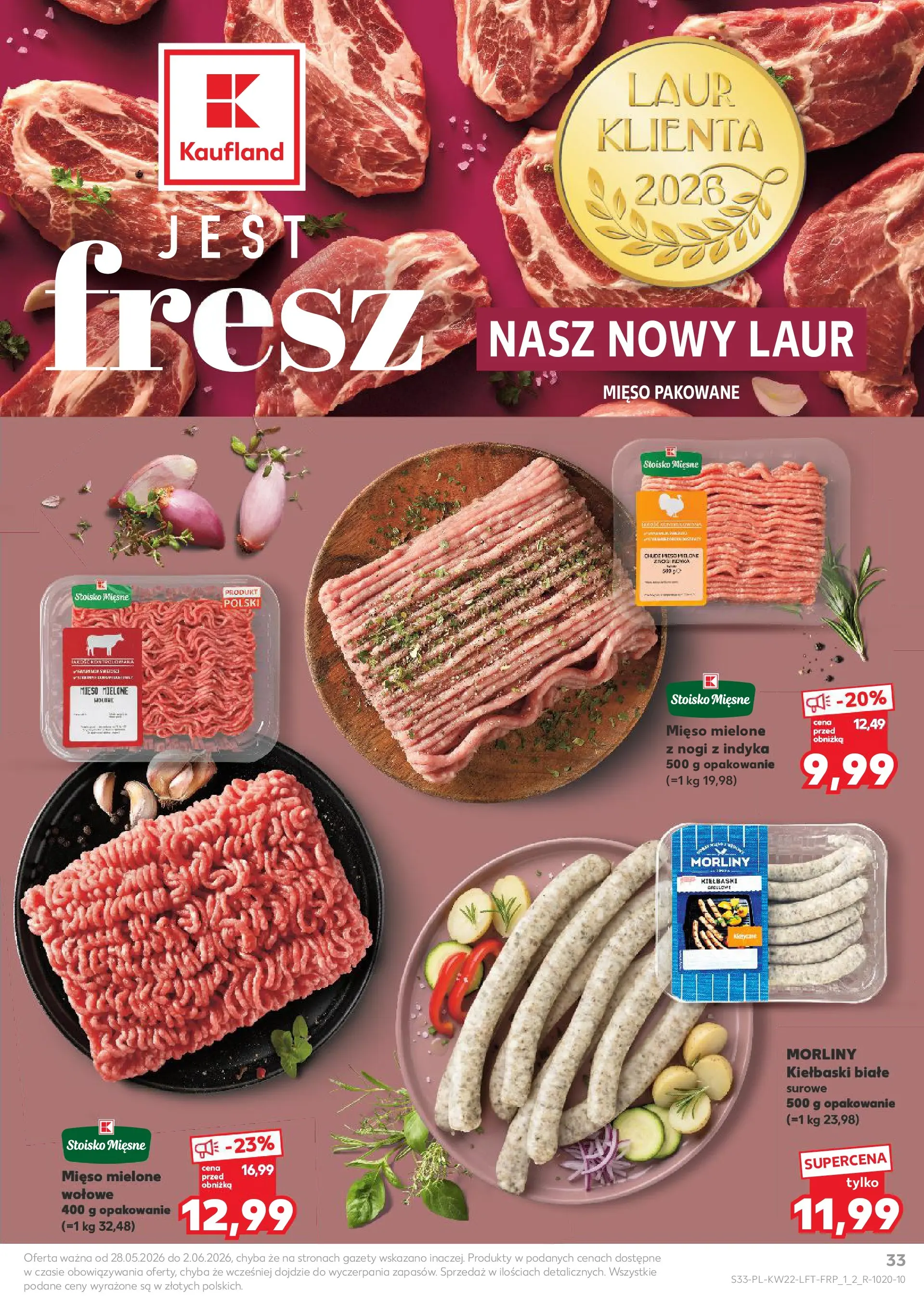 Kaufland gazetka od 28.05.2026 - od jutra PDF | Strona: 33 | Produkty: Mięso, Mięso mielone, Kiełbaski