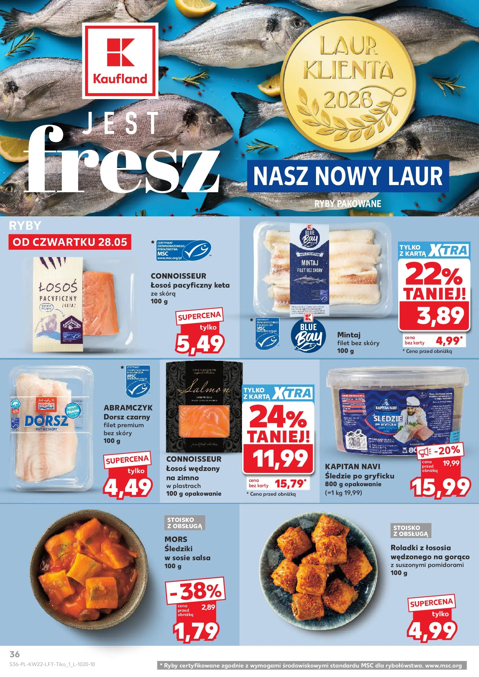 Kaufland gazetka od 28.05.2026 - od jutra PDF | Strona: 36 | Produkty: Łosoś wędzony, Mintaj, Łosoś, Dorsz czarny