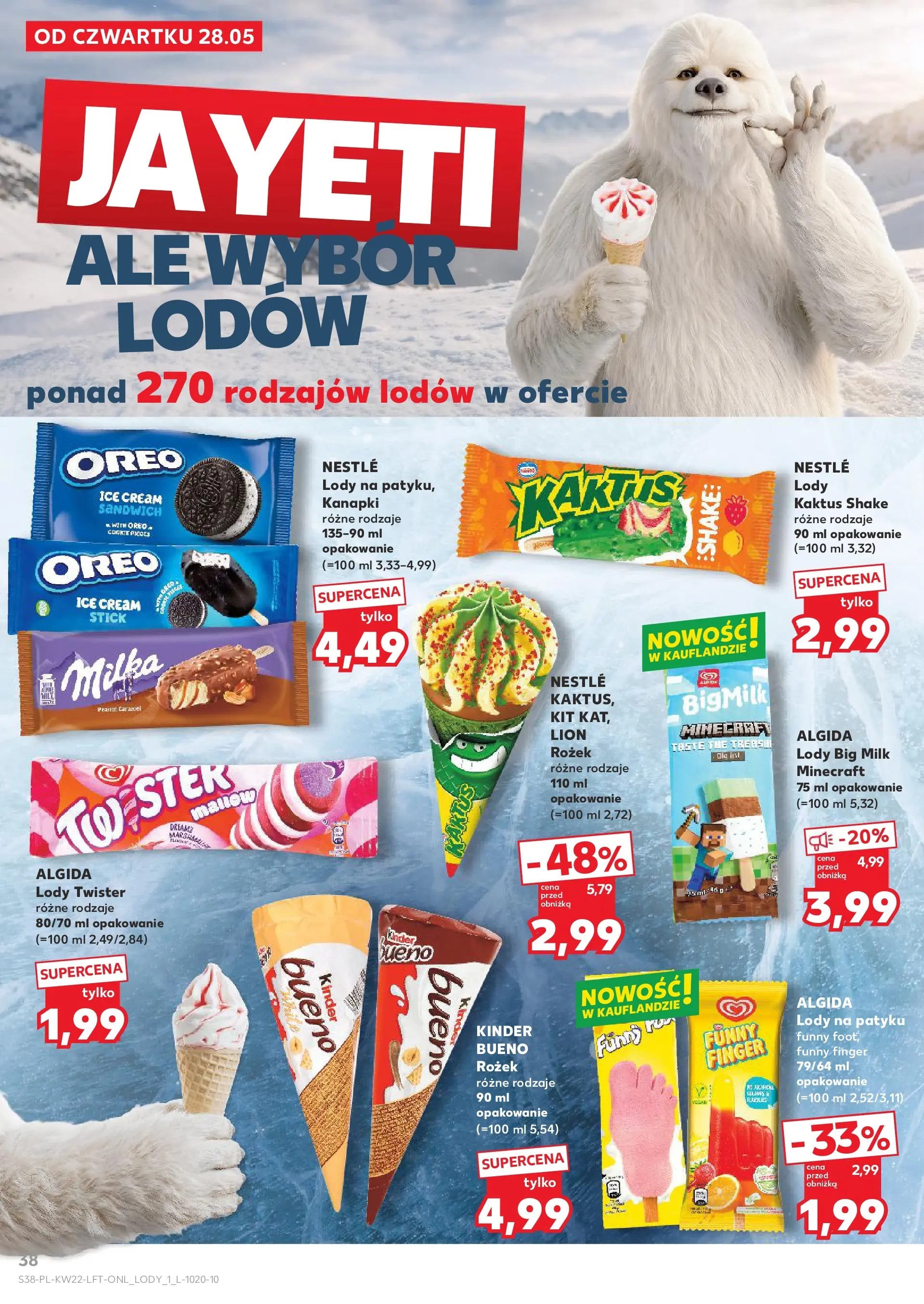 Kaufland gazetka od 28.05.2026 - od jutra PDF | Strona: 38 | Produkty: Sandwich, Kinder Bueno, Lody na patyku, Lody