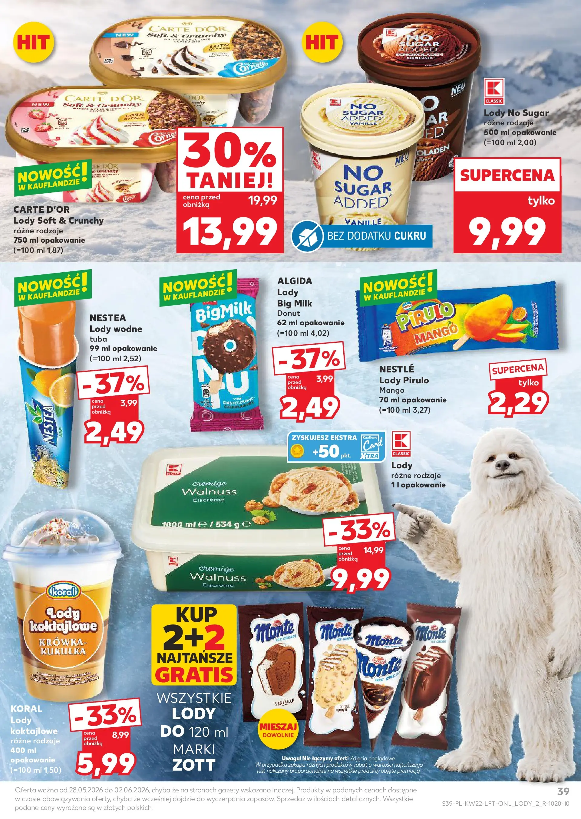 Kaufland gazetka od 28.05.2026 - od jutra PDF | Strona: 39 | Produkty: Krowka, Sandwich, Donut, Lody