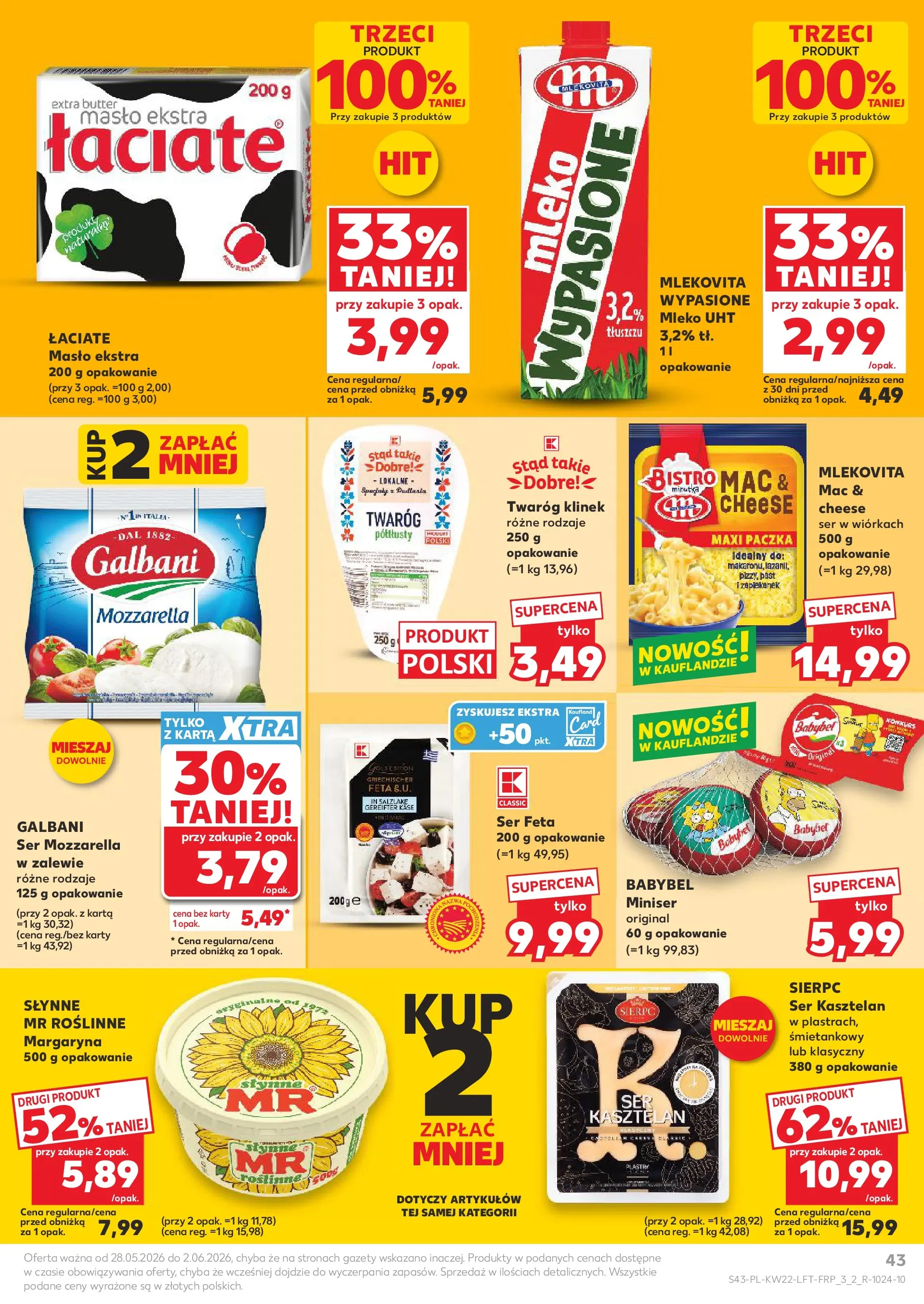 Kaufland gazetka od 28.05.2026 - od jutra PDF | Strona: 43 | Produkty: Karta, Mleko, Ser, Mozzarella