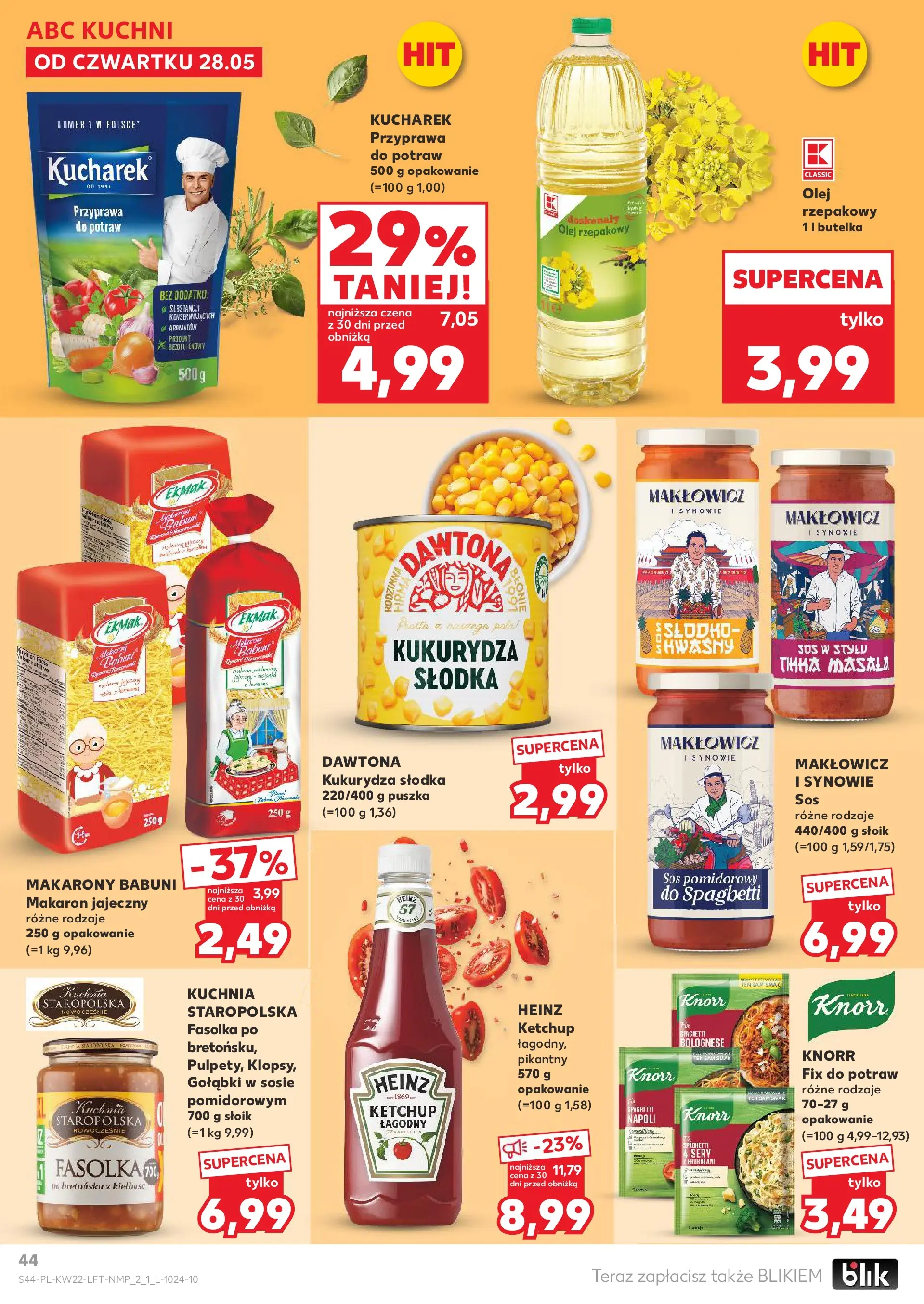 Kaufland gazetka od 28.05.2026 - od jutra PDF | Strona: 44 | Produkty: Olej rzepakowy, Sery, Olej, Makarony