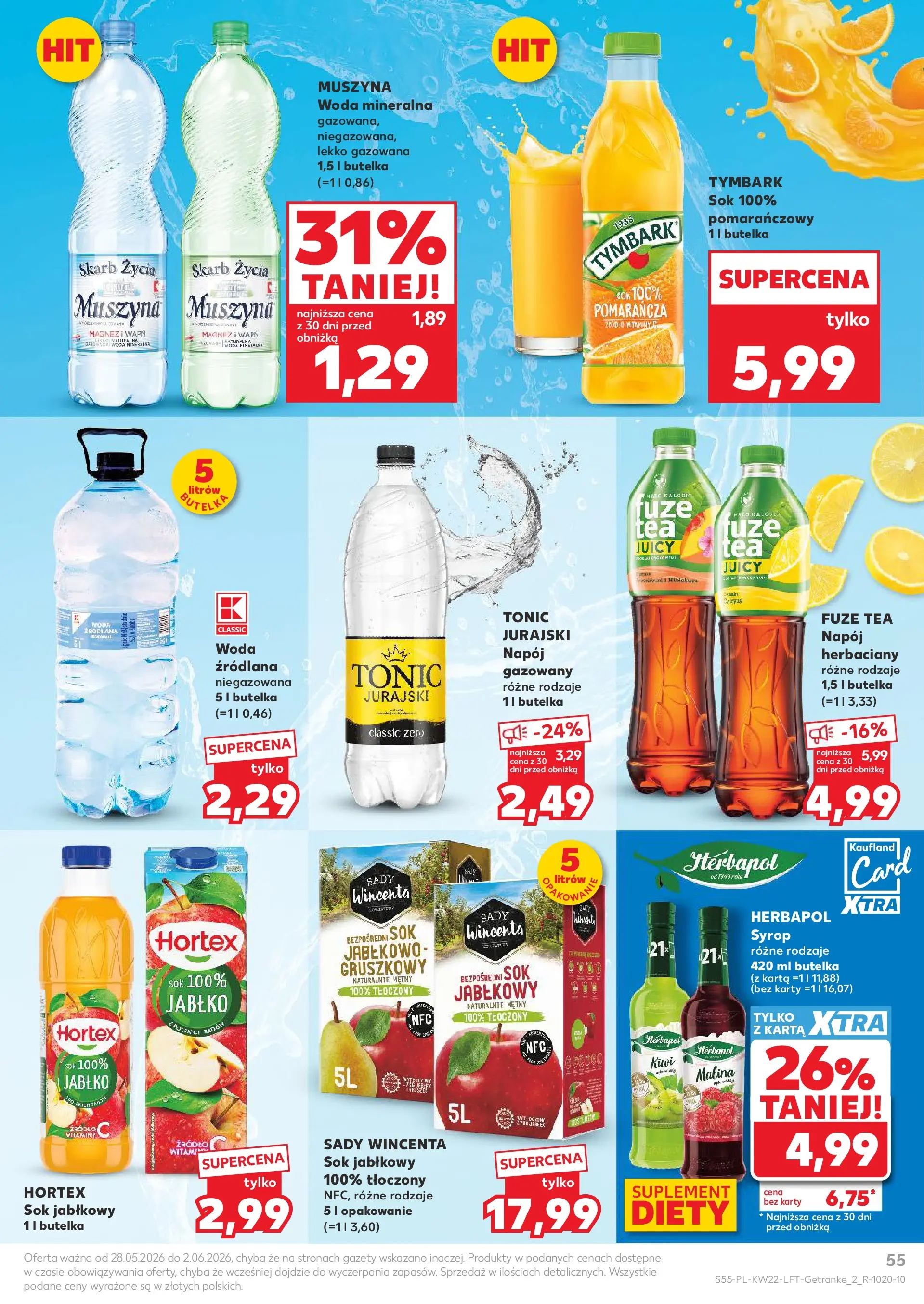 Kaufland gazetka od 28.05.2026 - od jutra PDF | Strona: 55 | Produkty: Karta, Syrop, Sok, Woda