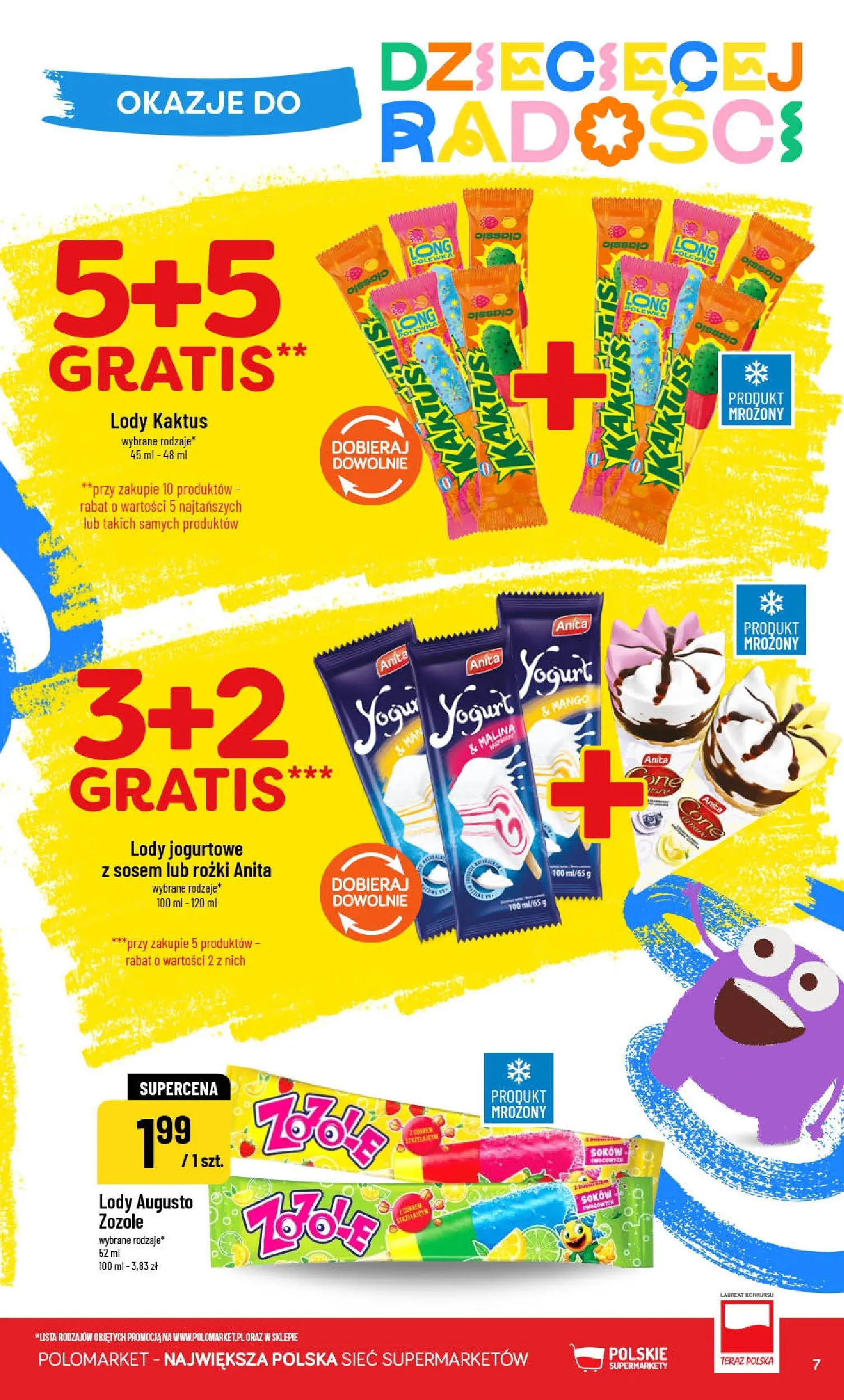 Nowa POLOmarket gazetka od jutra 27.05.2026 | Strona: 7 | Produkty: Malina, Jogurt, Lody Kaktus, Lody