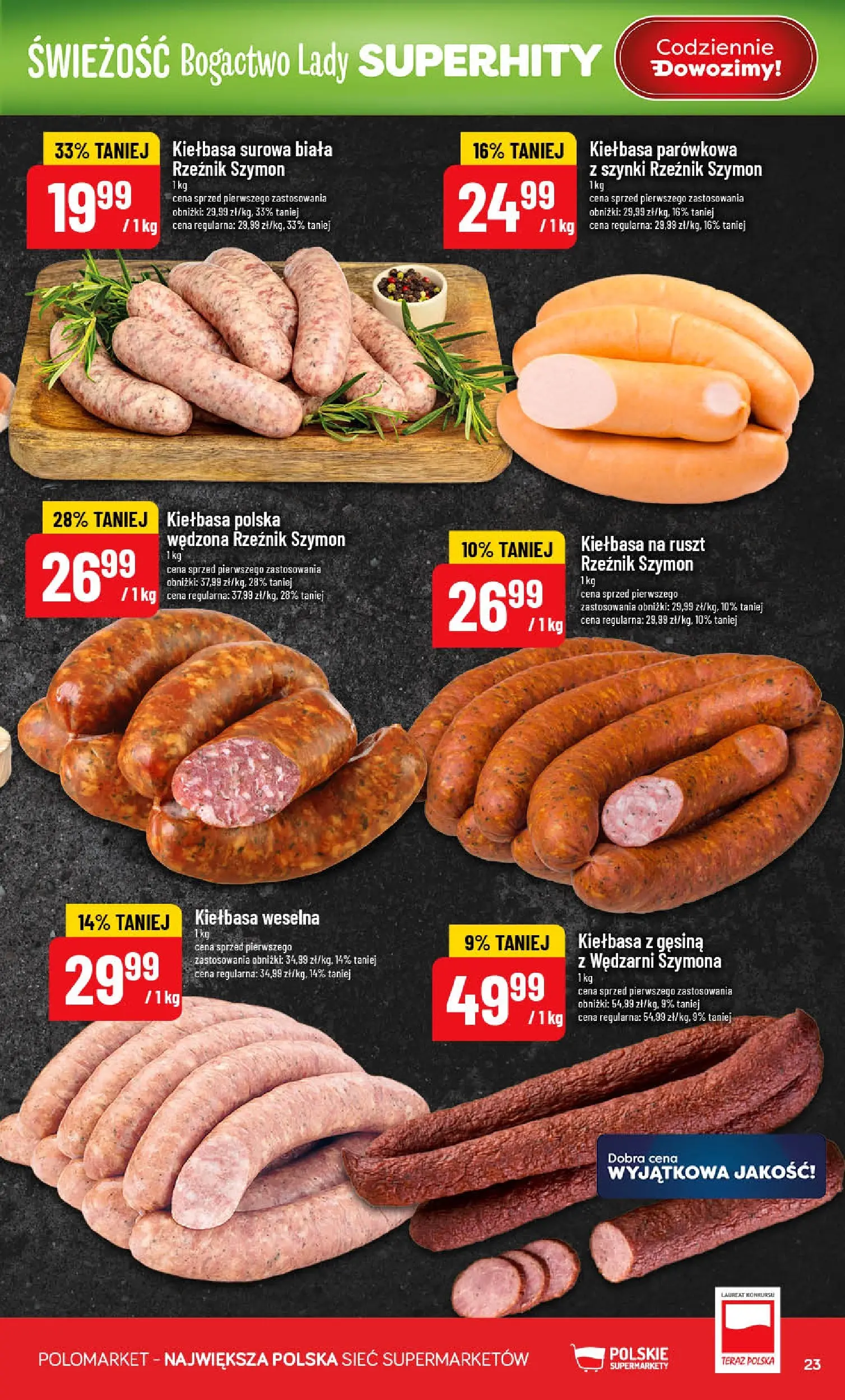 Nowa POLOmarket gazetka od jutra 27.05.2026 | Strona: 23 | Produkty: Kiełbasa, Ruszt