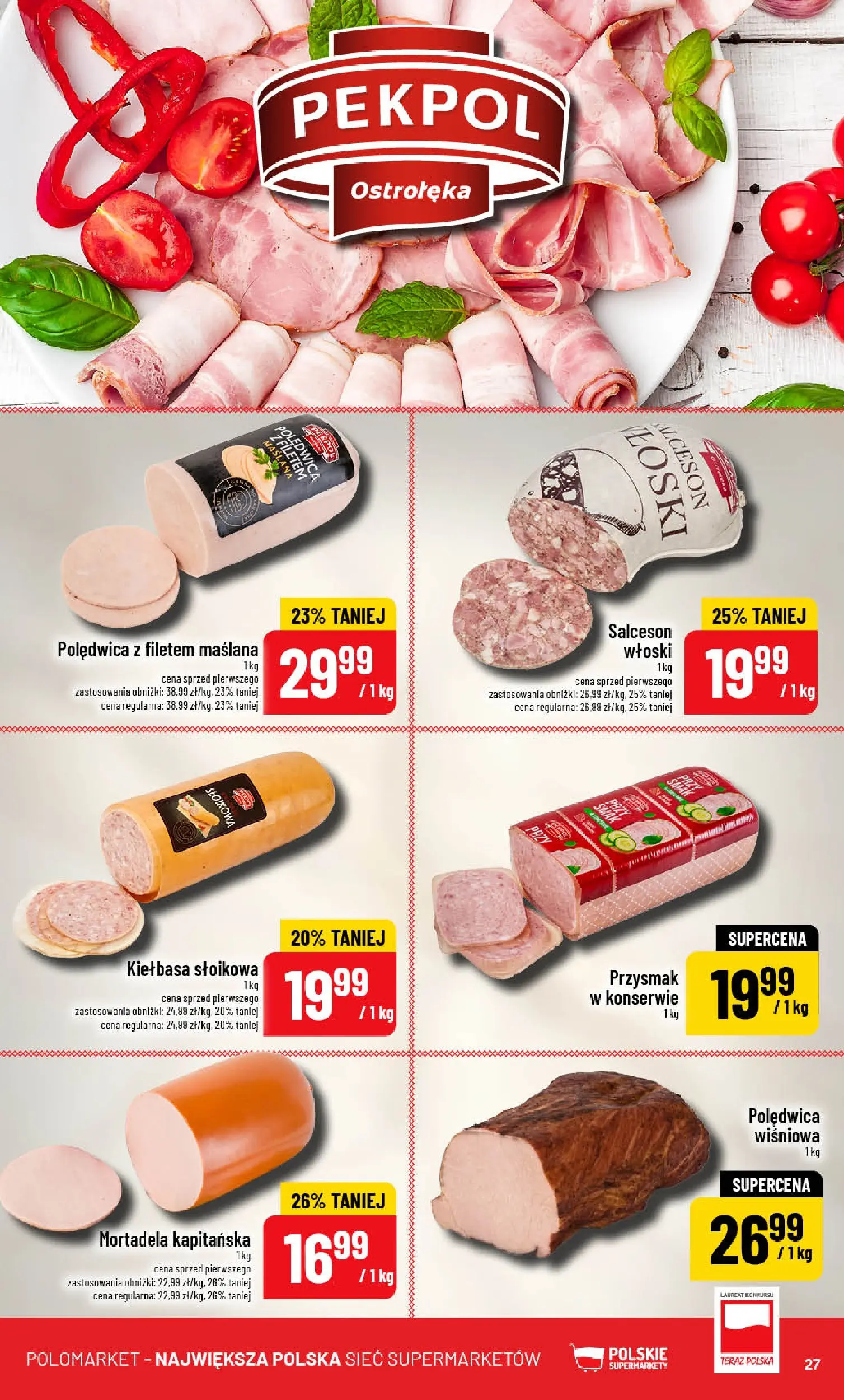 Nowa POLOmarket gazetka od jutra 27.05.2026 | Strona: 27 | Produkty: Kiełbasa, Mortadela