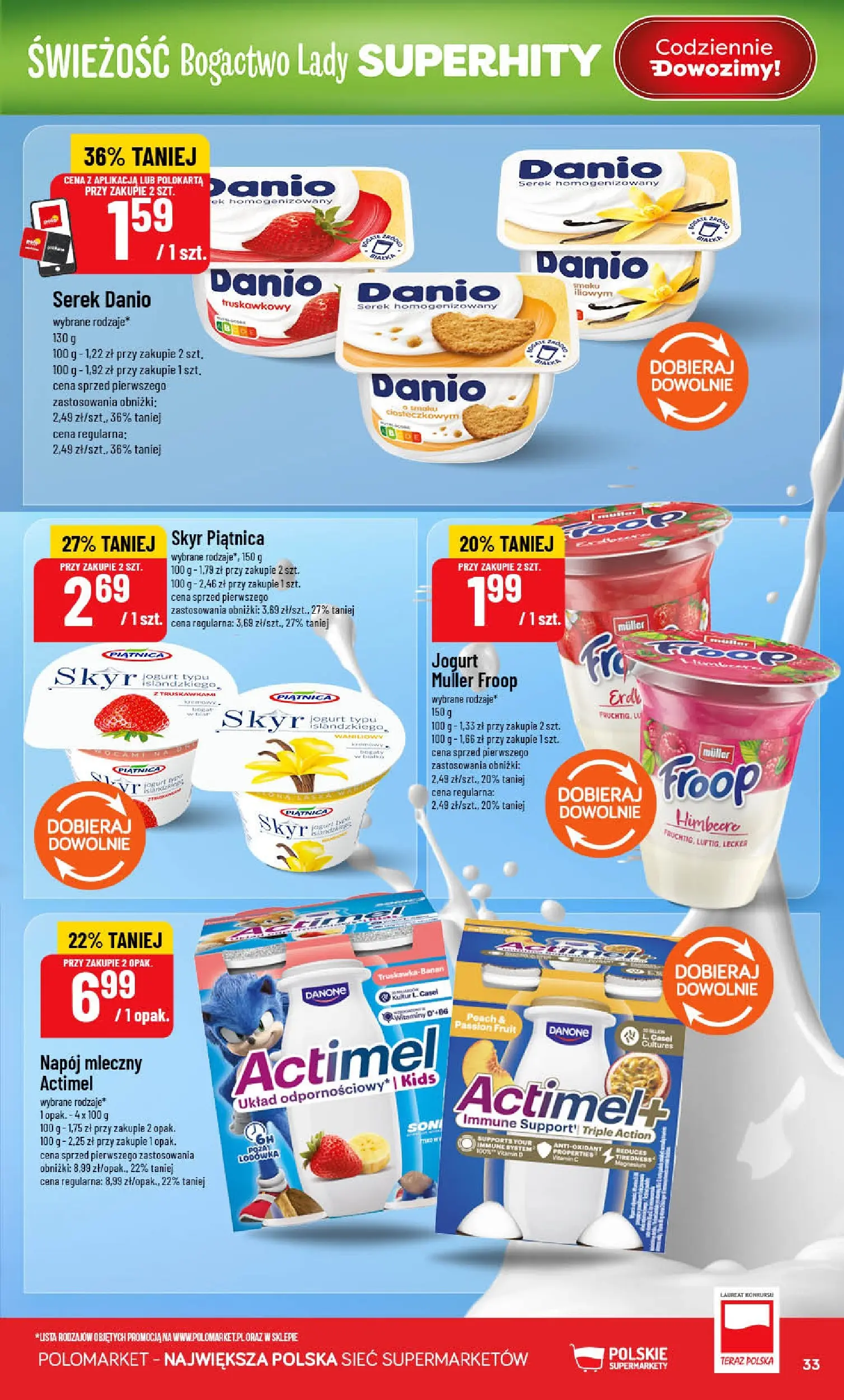 Nowa POLOmarket gazetka od jutra 27.05.2026 | Strona: 33 | Produkty: Lodówka, Skyr piątnica, Jogurt, Skyr