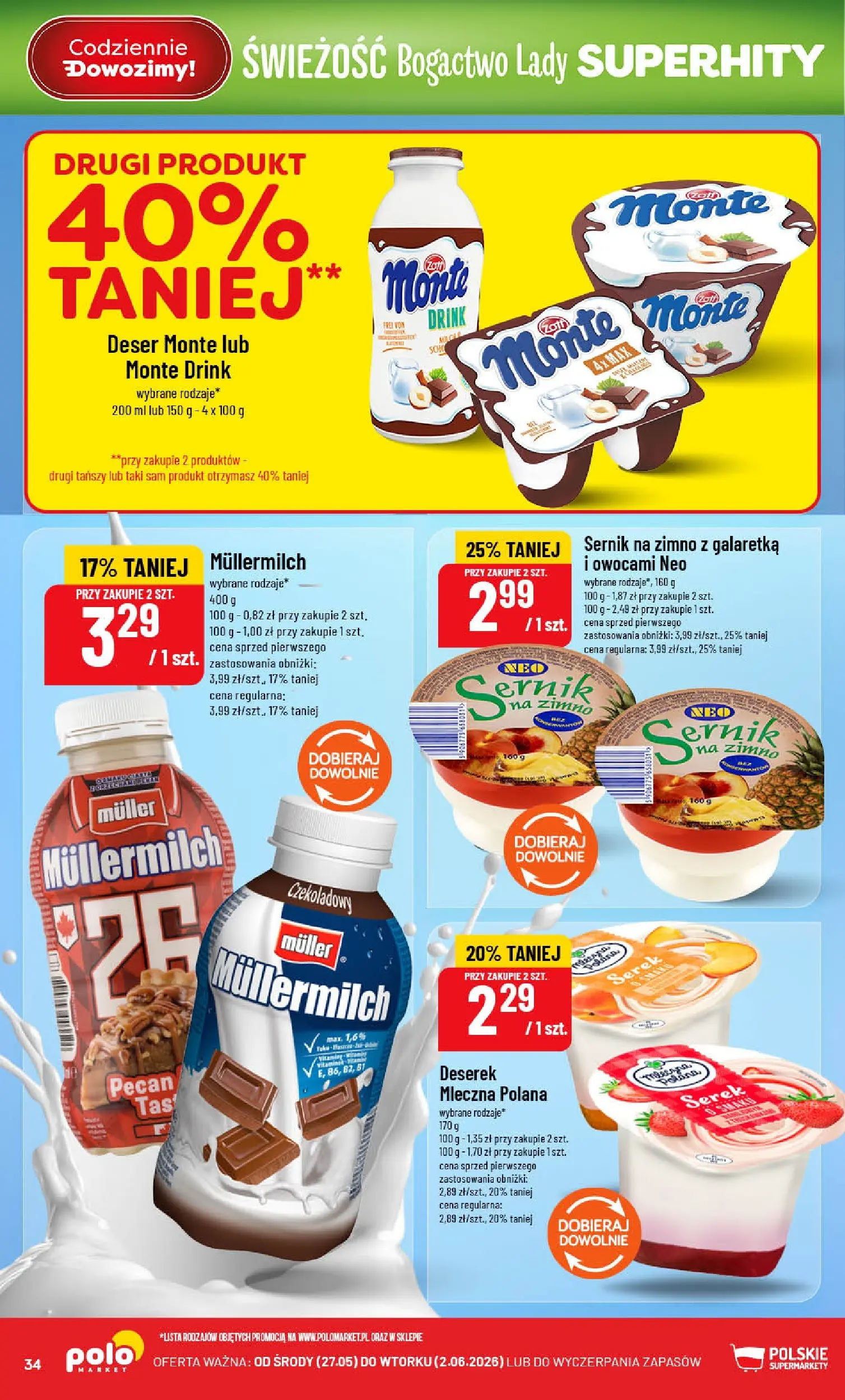 Nowa POLOmarket gazetka od jutra 27.05.2026 | Strona: 34 | Produkty: Galaretka, Serek