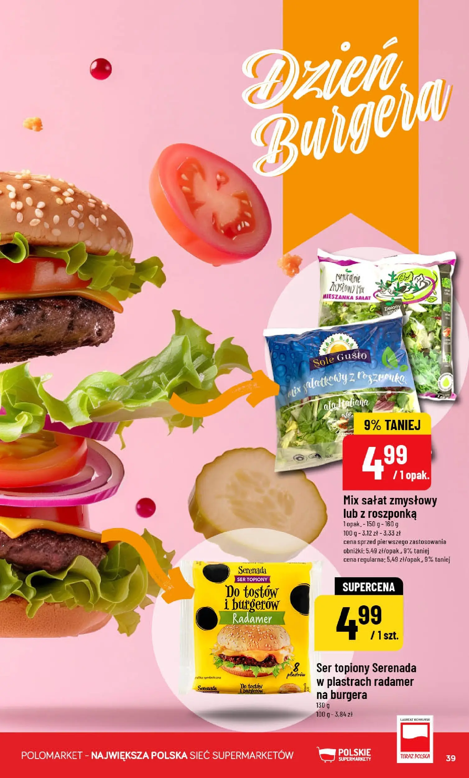 Nowa POLOmarket gazetka od jutra 27.05.2026 | Strona: 39 | Produkty: Ser topiony, Roszponka, Mix sałat, Ser