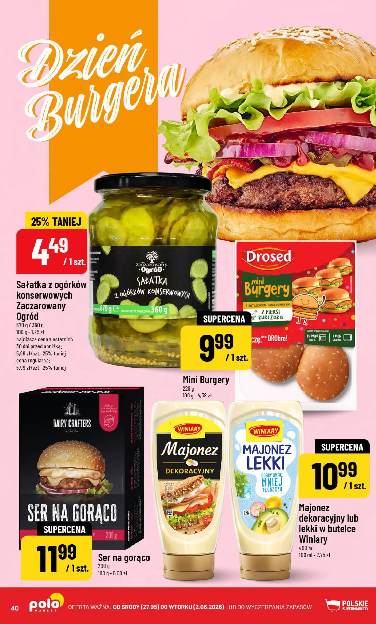 Nowa POLOmarket gazetka od jutra 27.05.2026 | Strona: 40 | Produkty: Piersi, Ser, Sałatka, Majonez