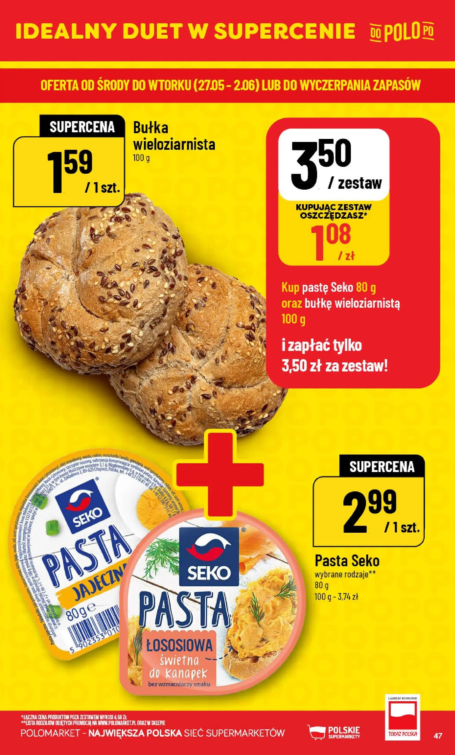 Nowa POLOmarket gazetka od jutra 27.05.2026 | Strona: 47 | Produkty: Bułka