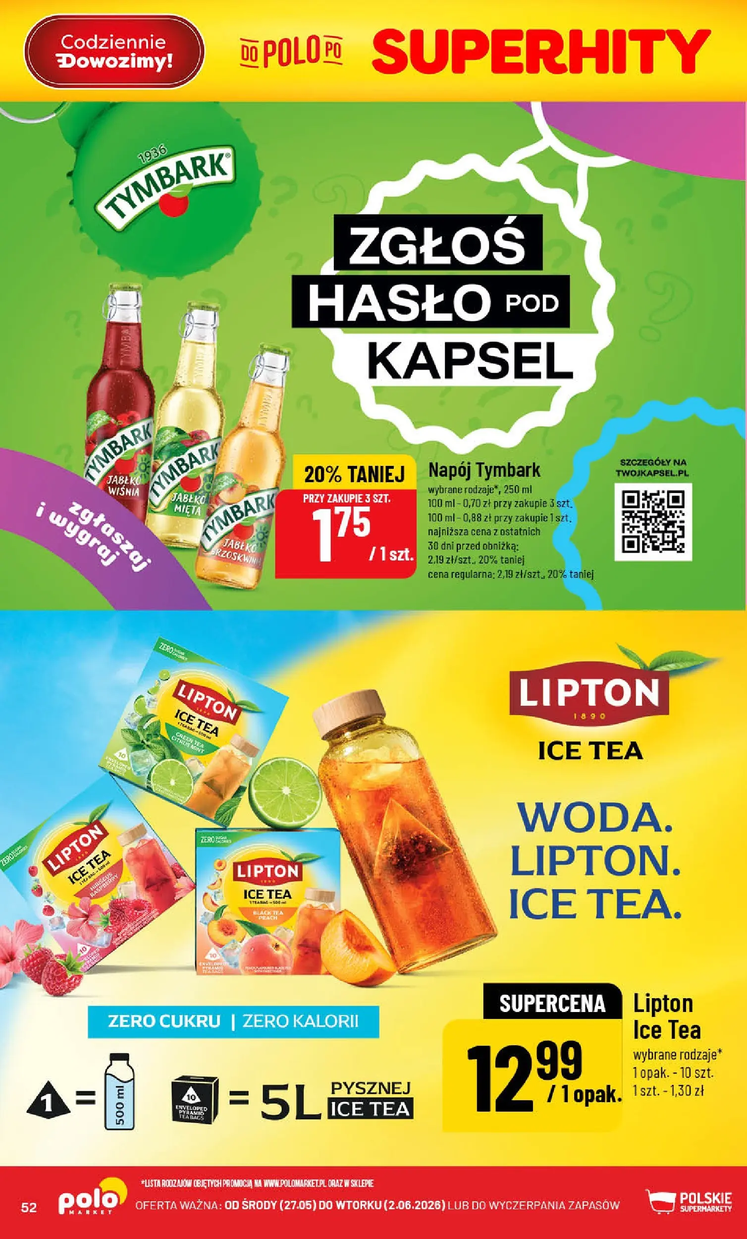 Nowa POLOmarket gazetka od jutra 27.05.2026 | Strona: 52 | Produkty: Ice Tea, Mięta