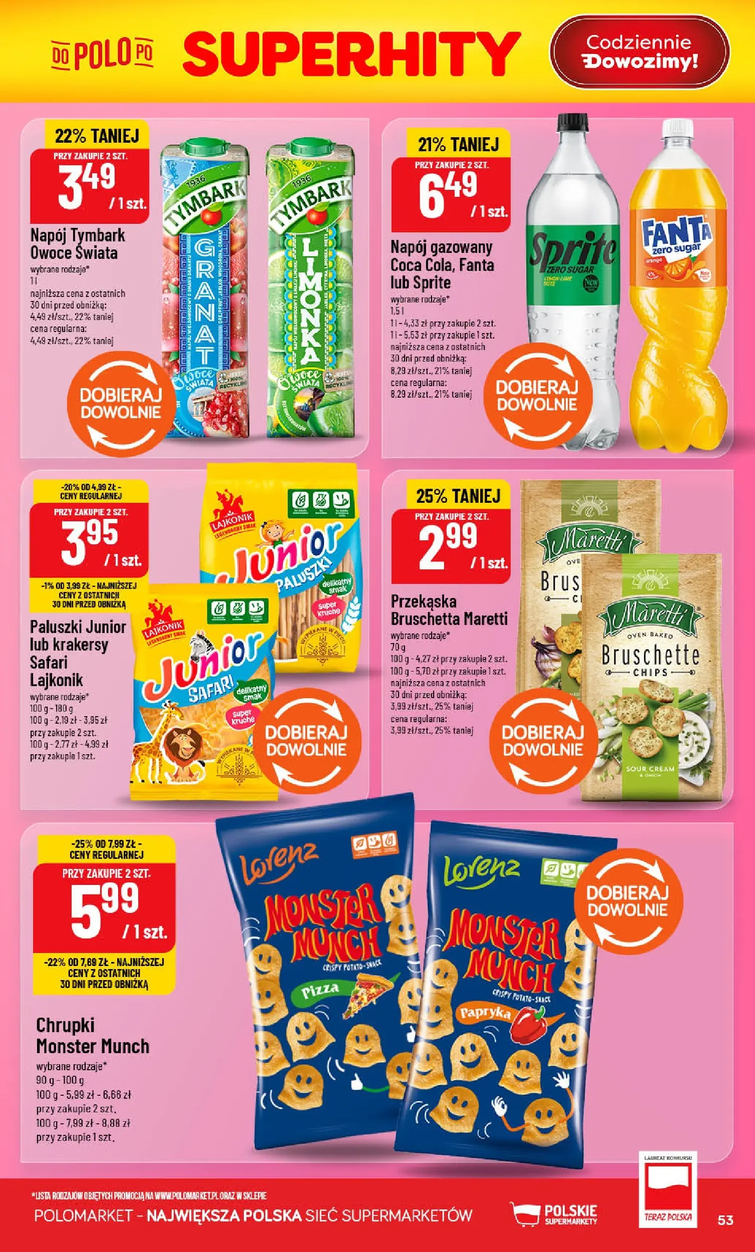 Nowa POLOmarket gazetka od jutra 27.05.2026 | Strona: 53 | Produkty: Bruschetta, Papryka, Paluszki, Owoce